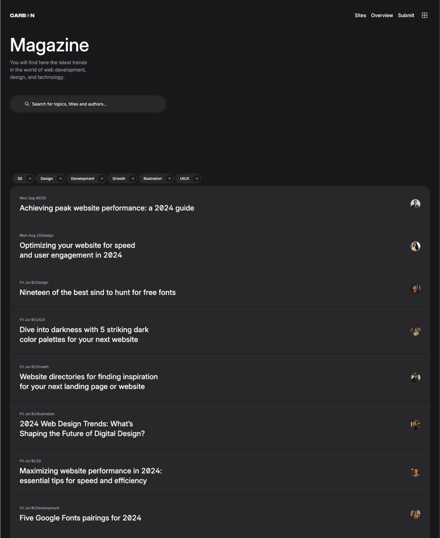 Carbon page preview