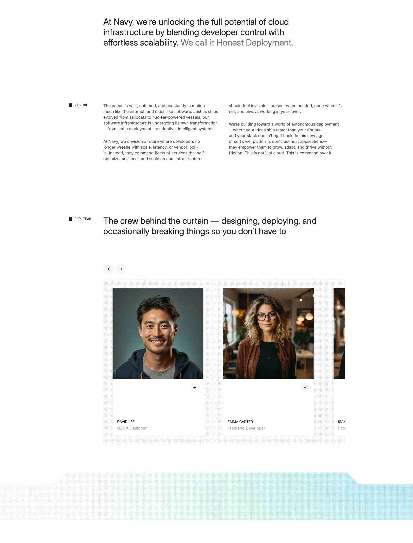 Navy integrations layout