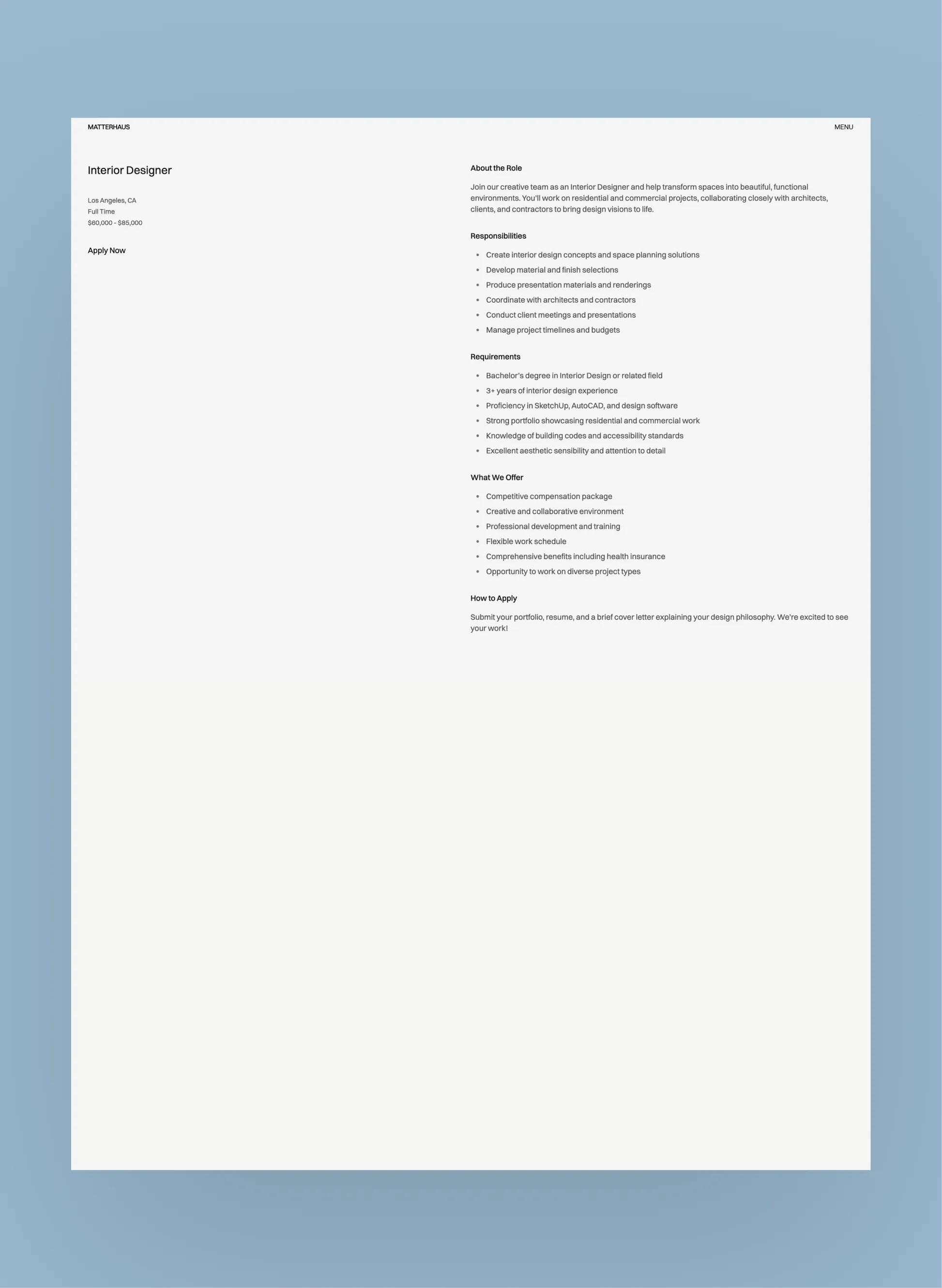 Matterhaus architectural design service details