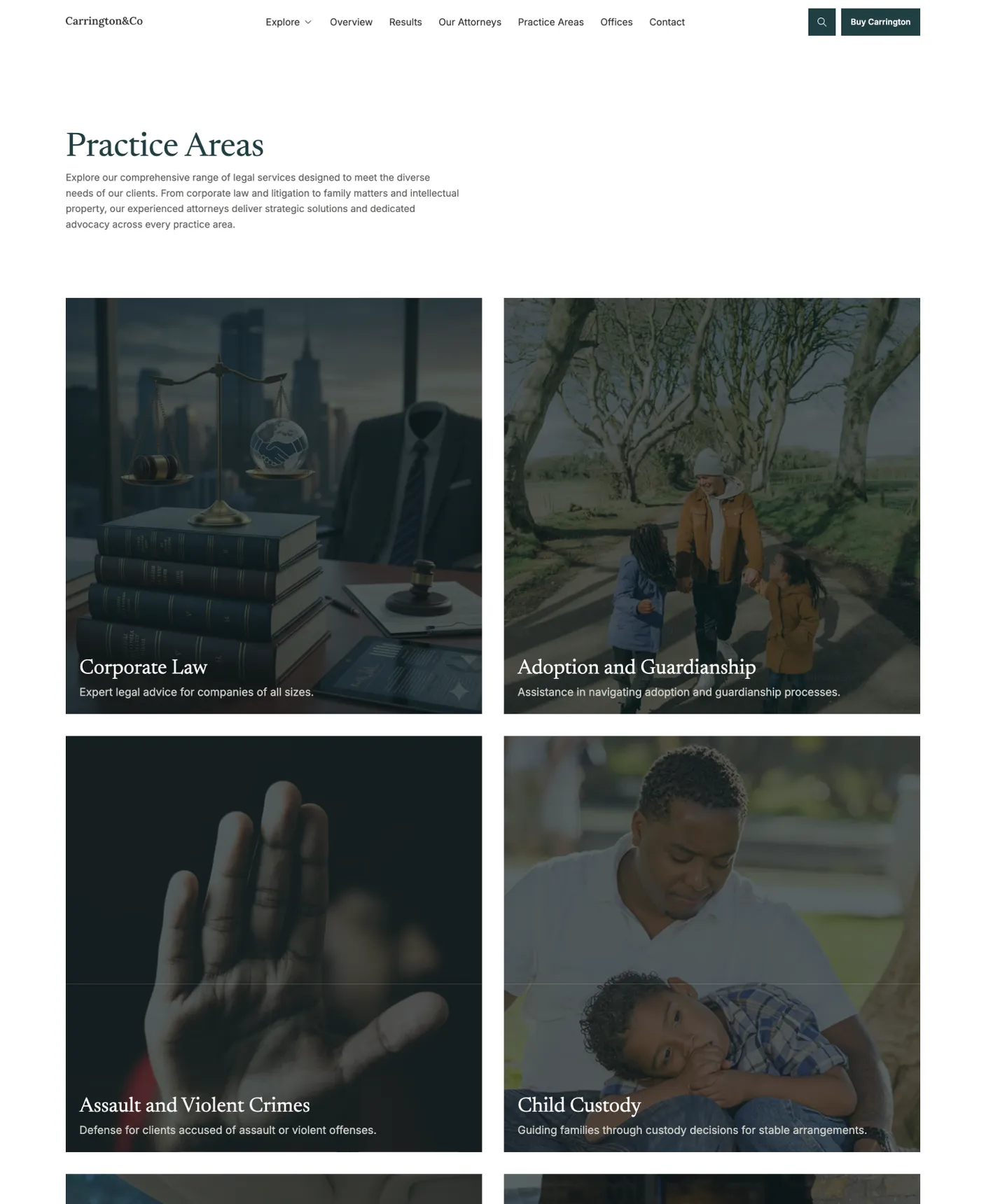 Carrington legal services signup and onboarding flow