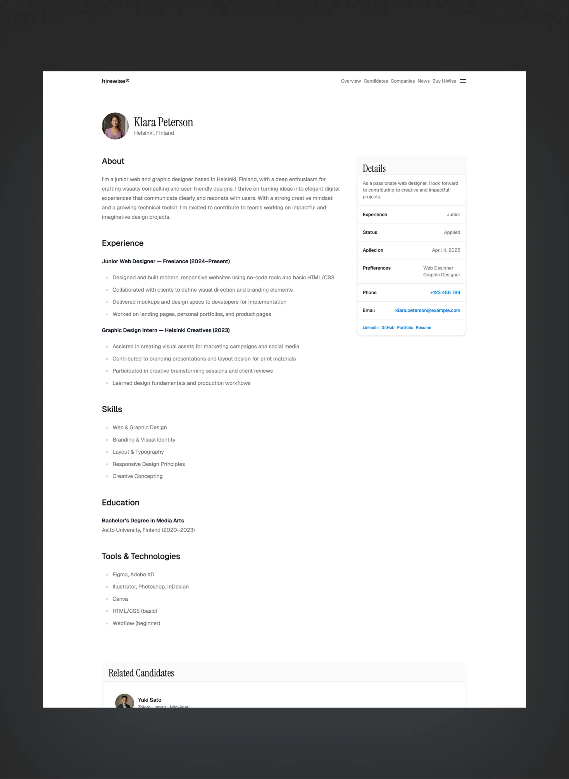Hirewise blog layout