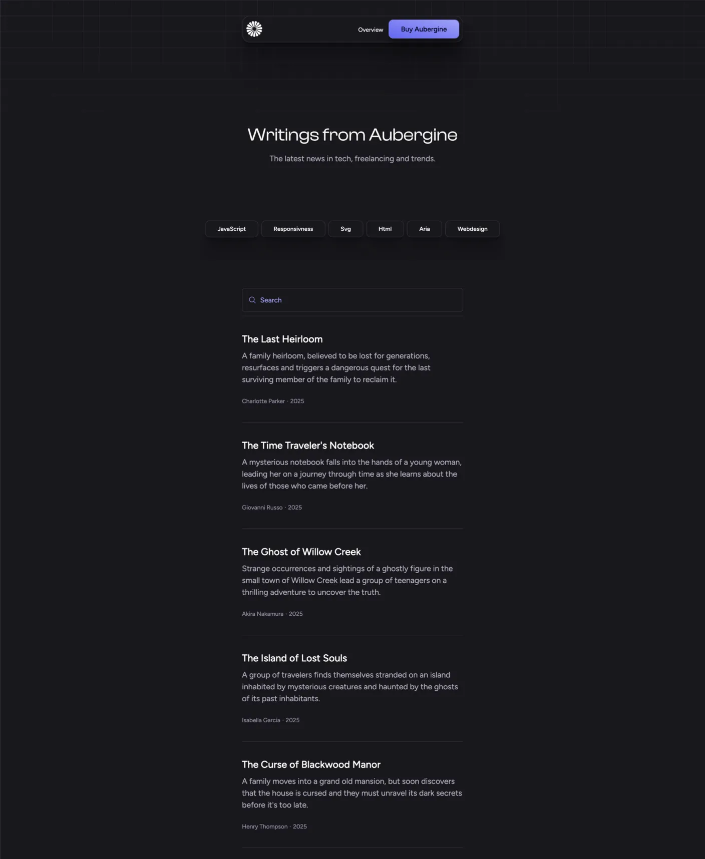 Aubergine page preview