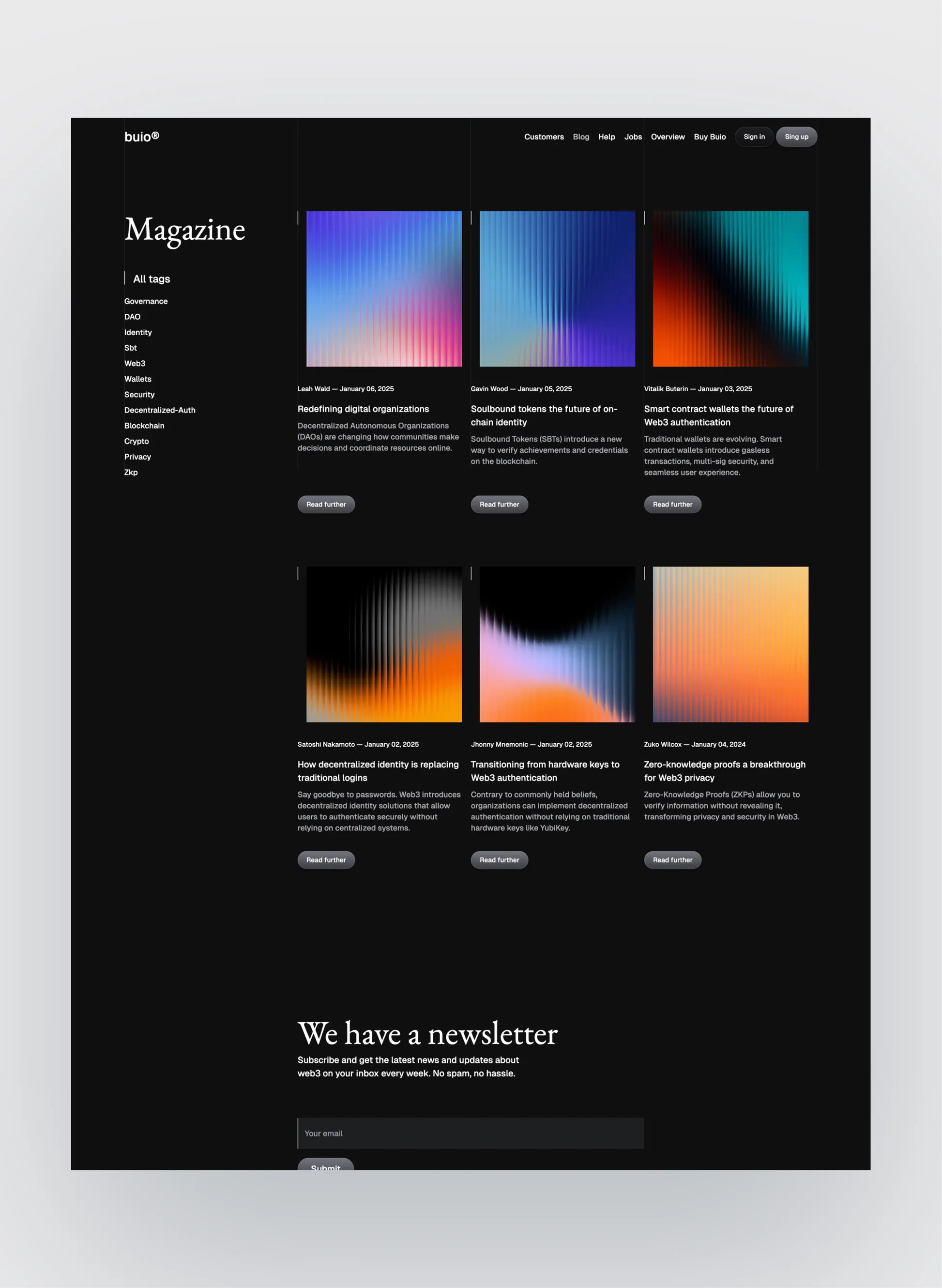 Buio authentication screens