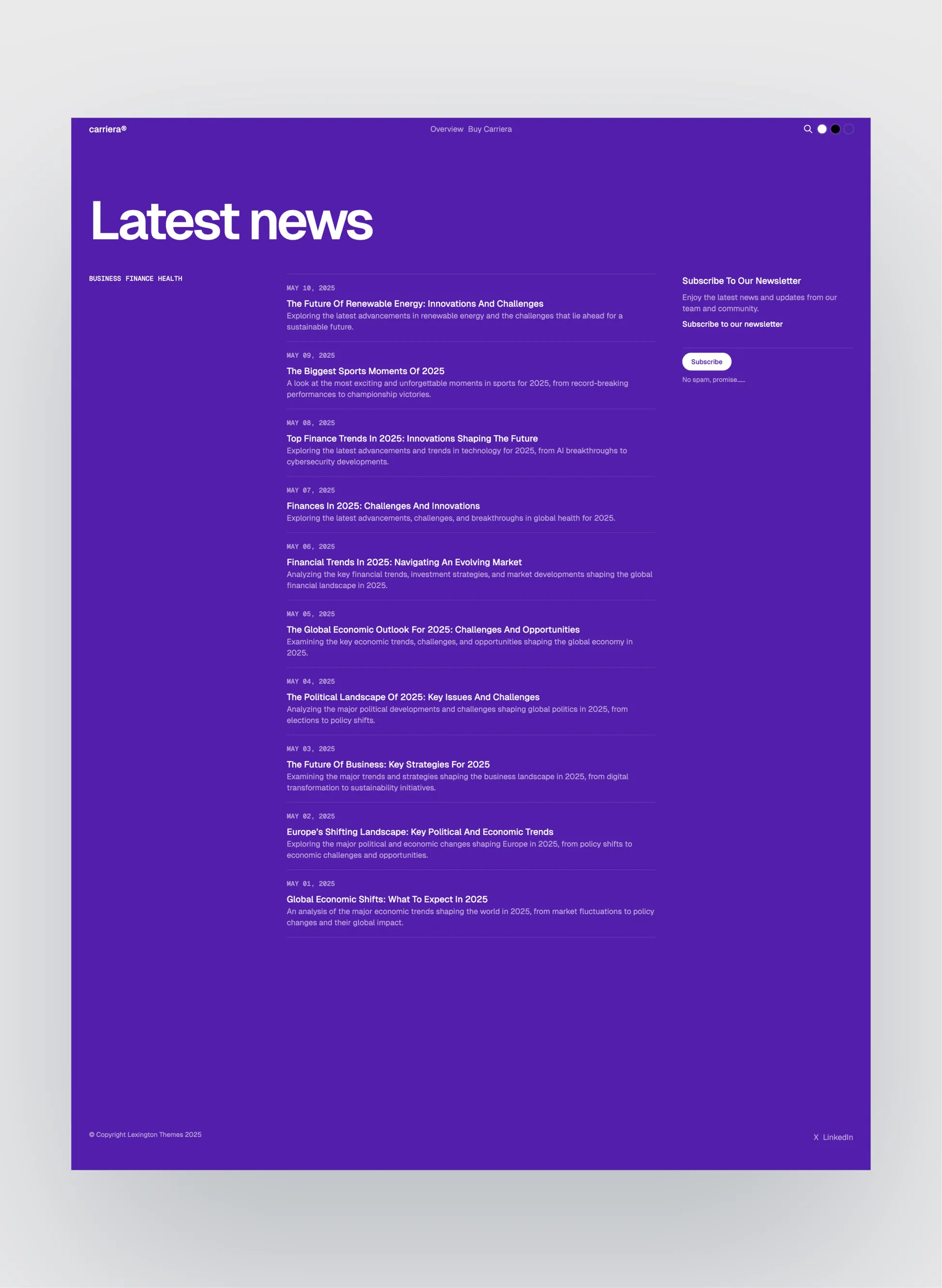 Carriera contact page layout