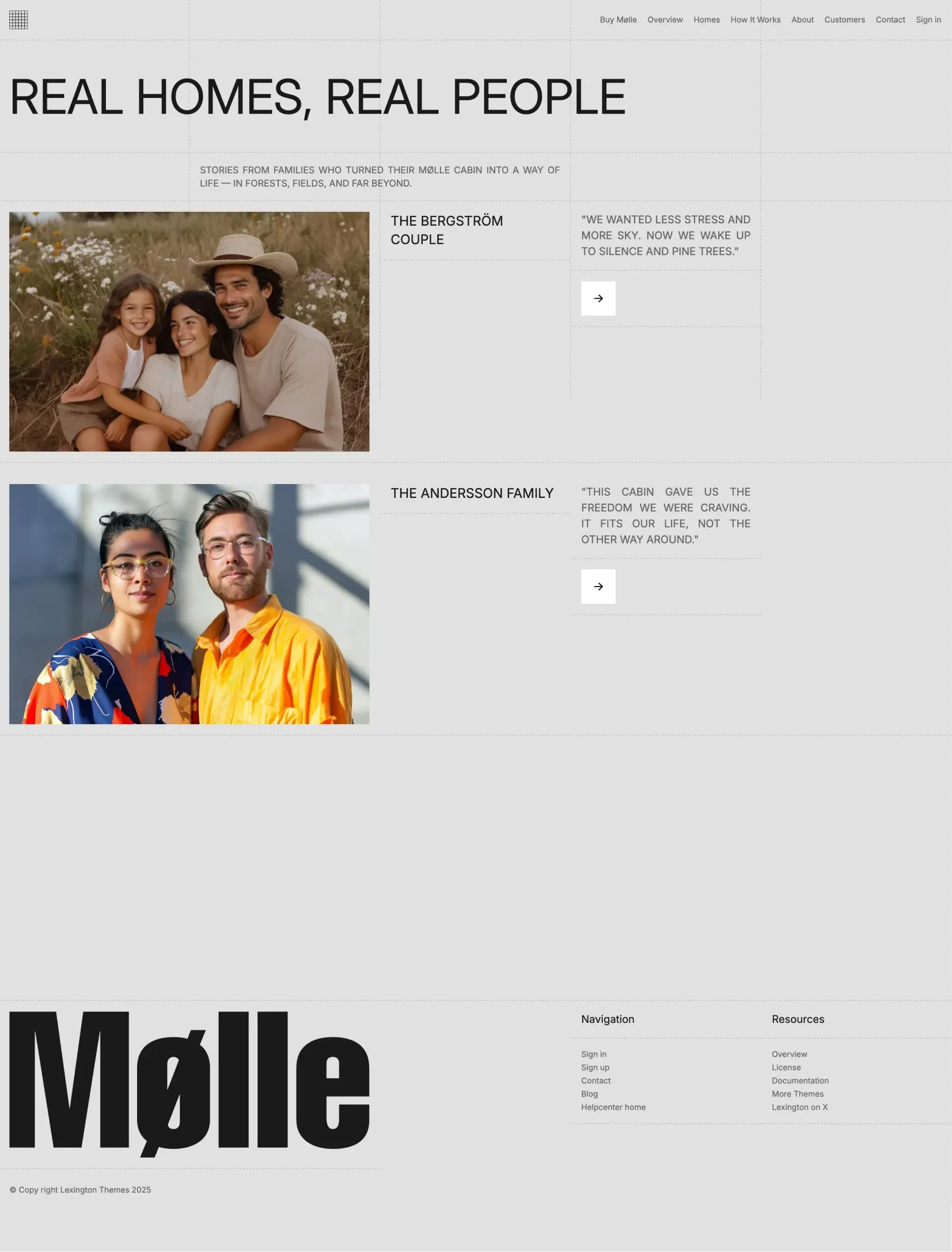Mølle light and dark mode comparison