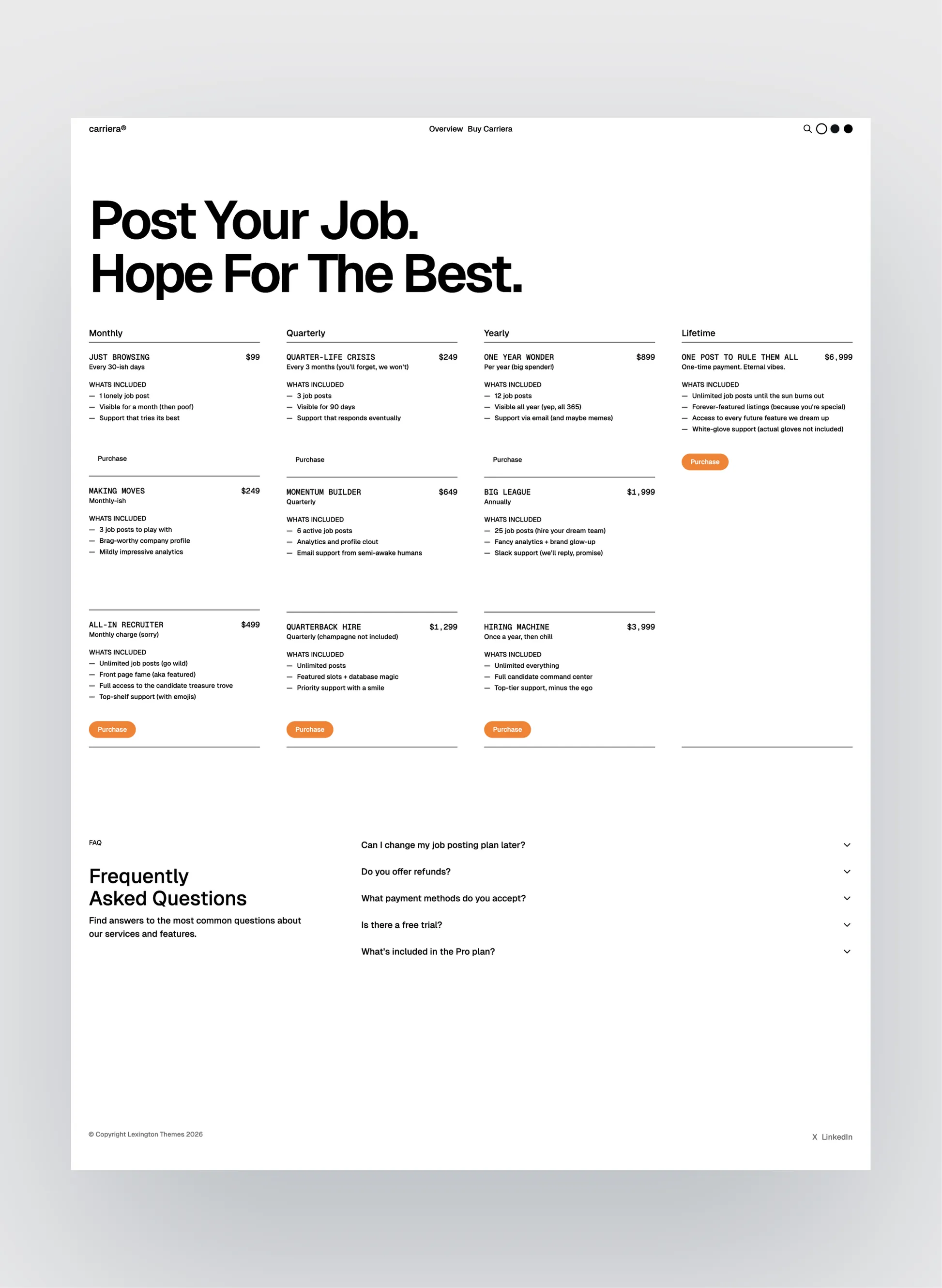 Carriera contact page layout