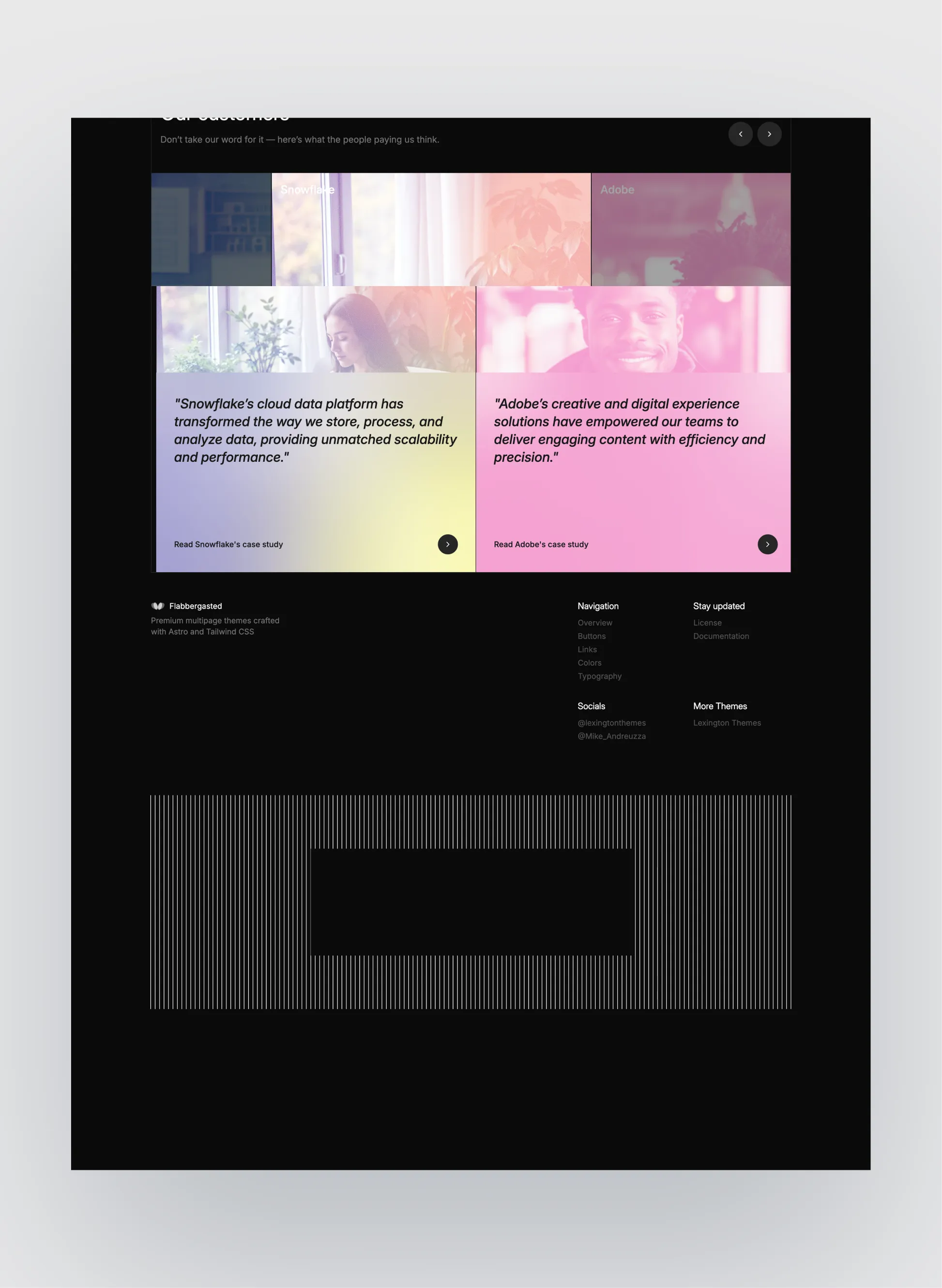 Flabbergasted SaaS product section example