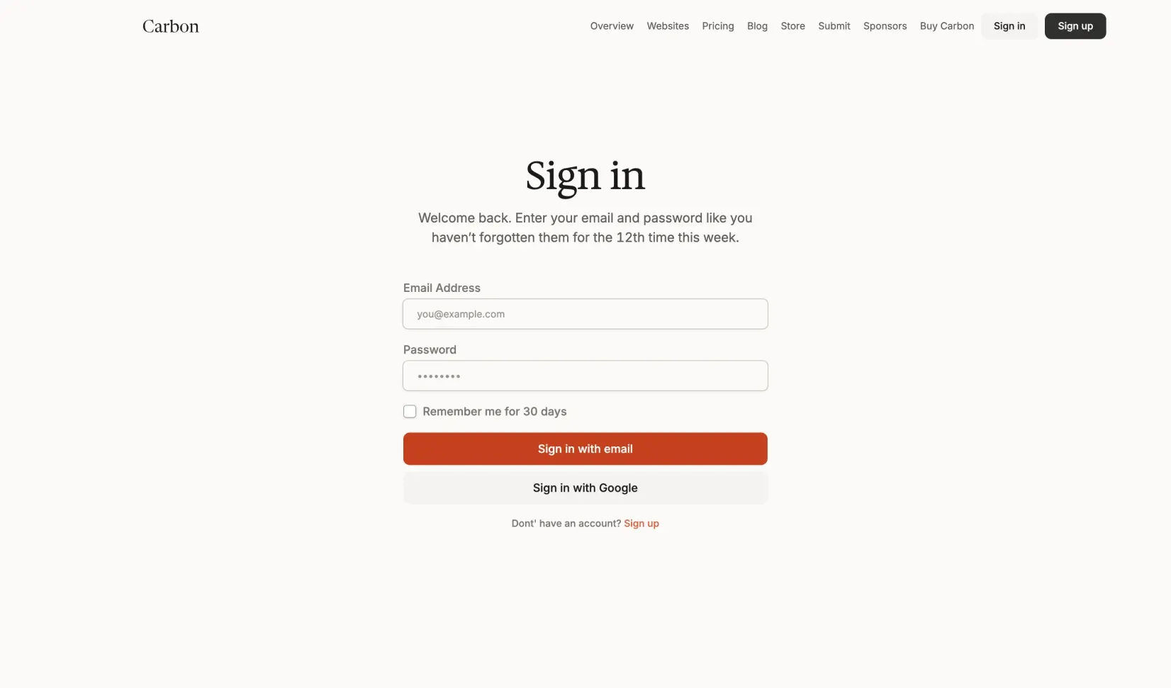 Carbon search and filters layout