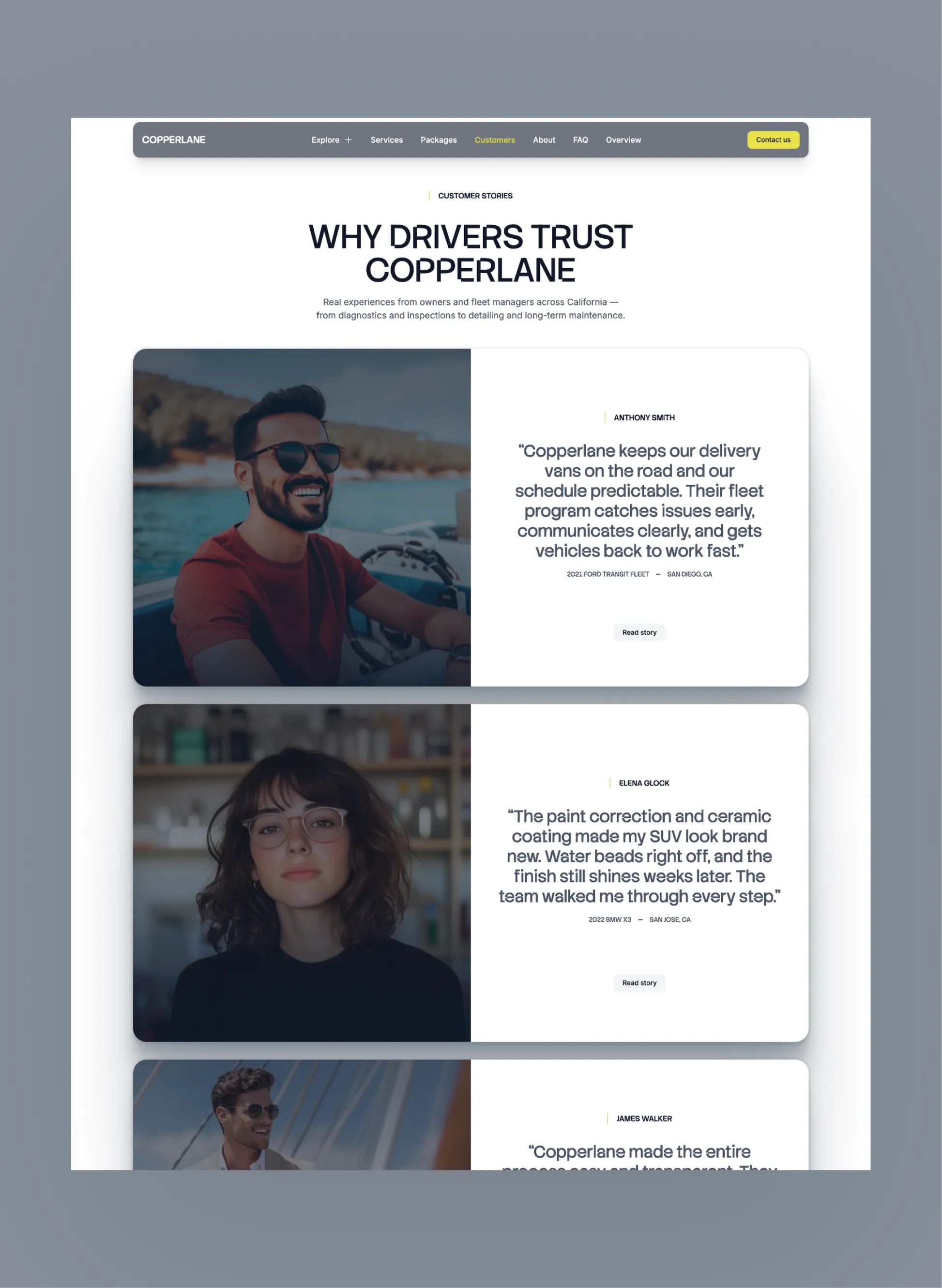 Copperlane responsive automotive website on mobile