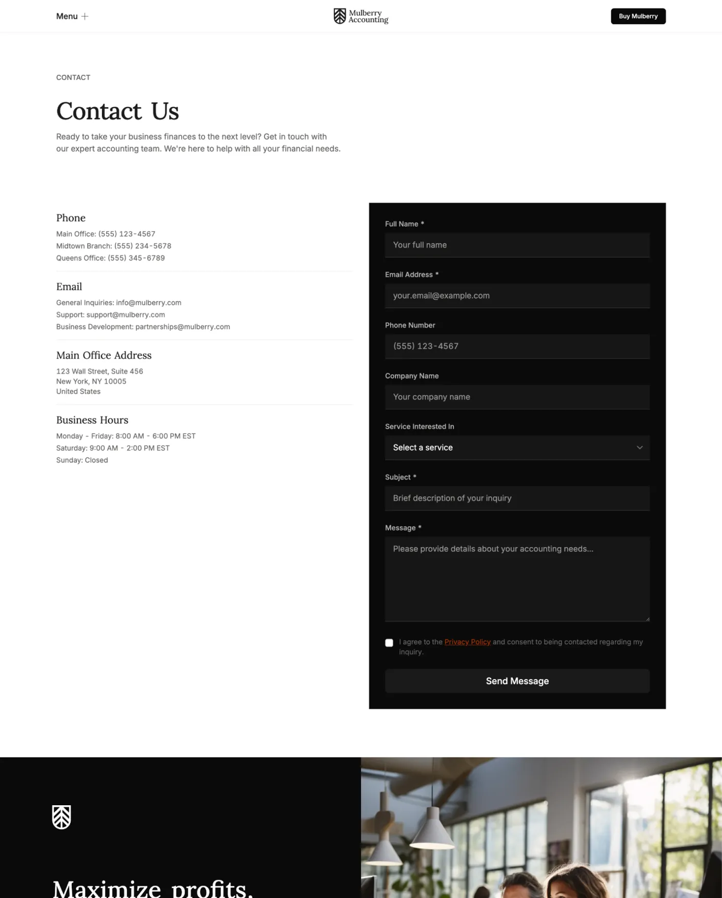 mulberry legal services responsive mobile-friendly design
