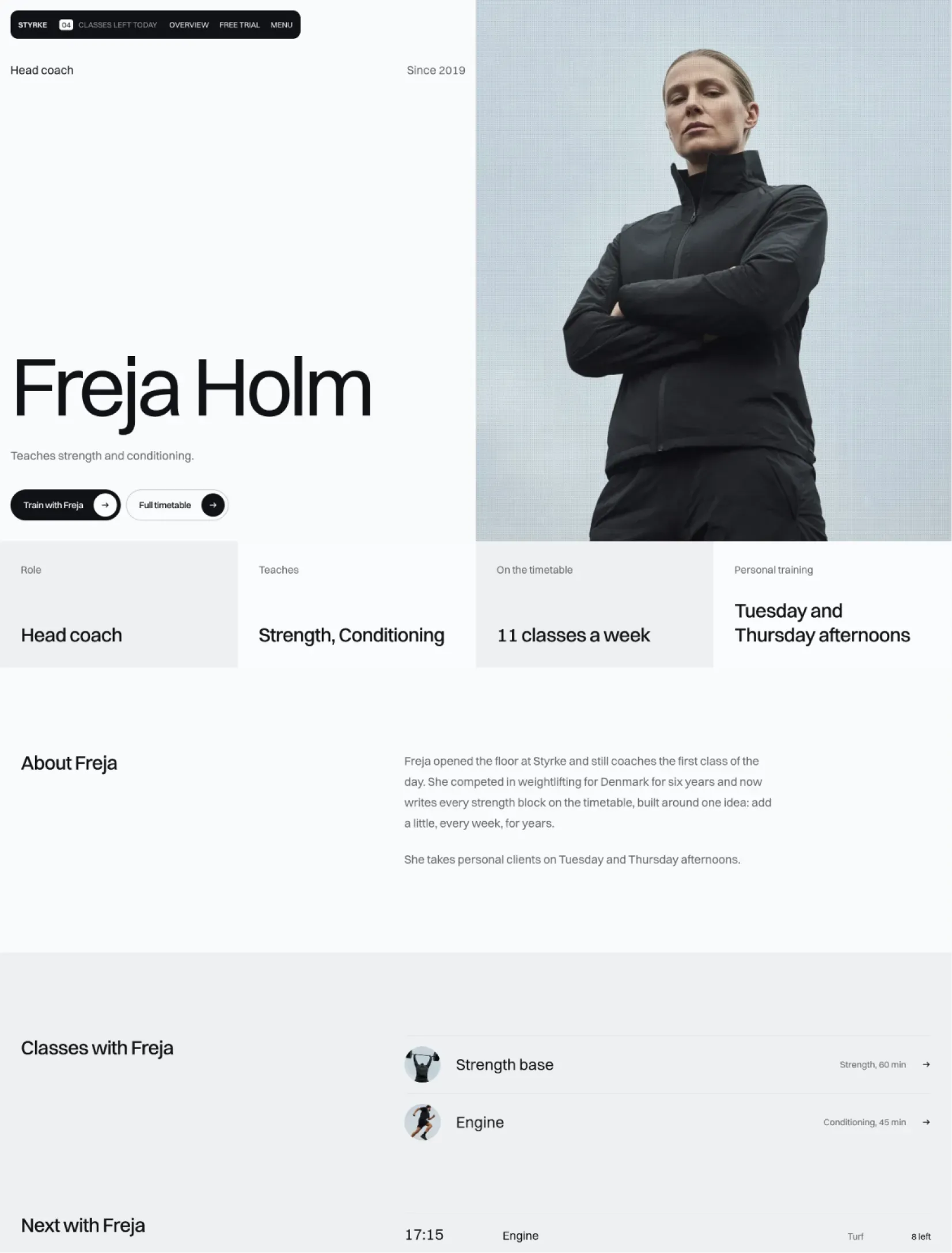 Coleman free trial page with a booking card resting on a light shader