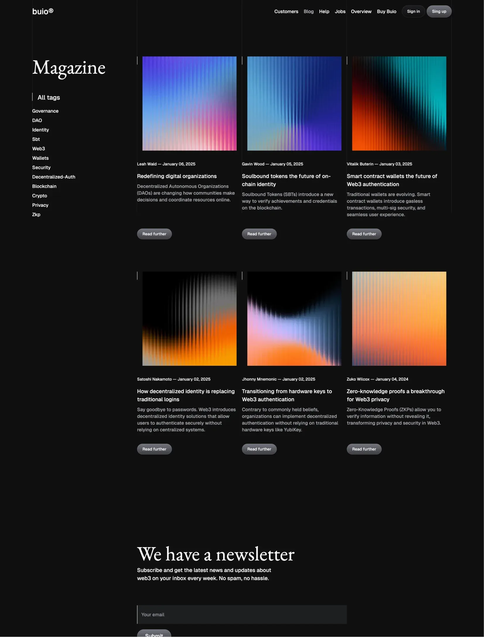 Buio authentication screens