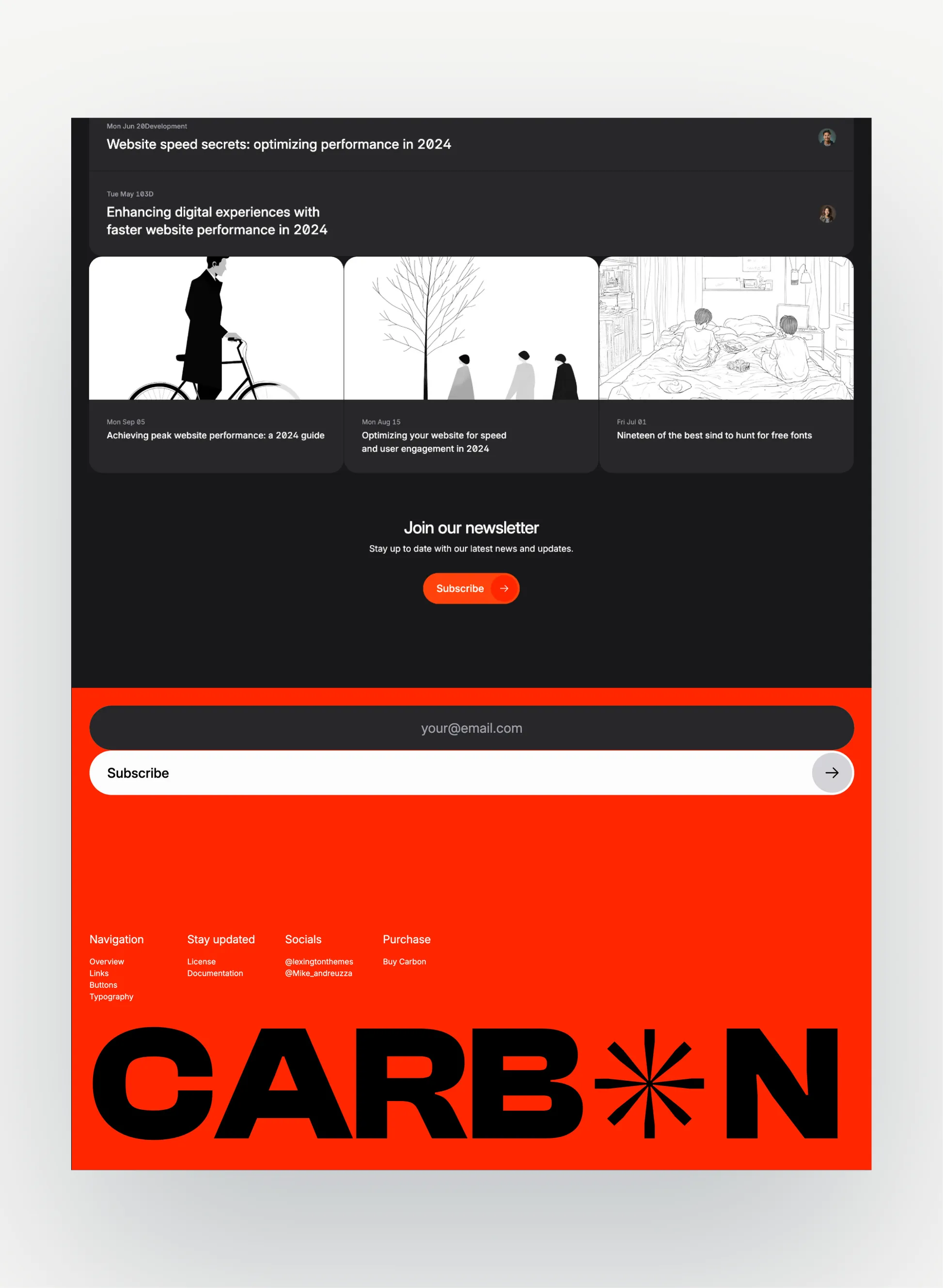 Carbon search and filters layout