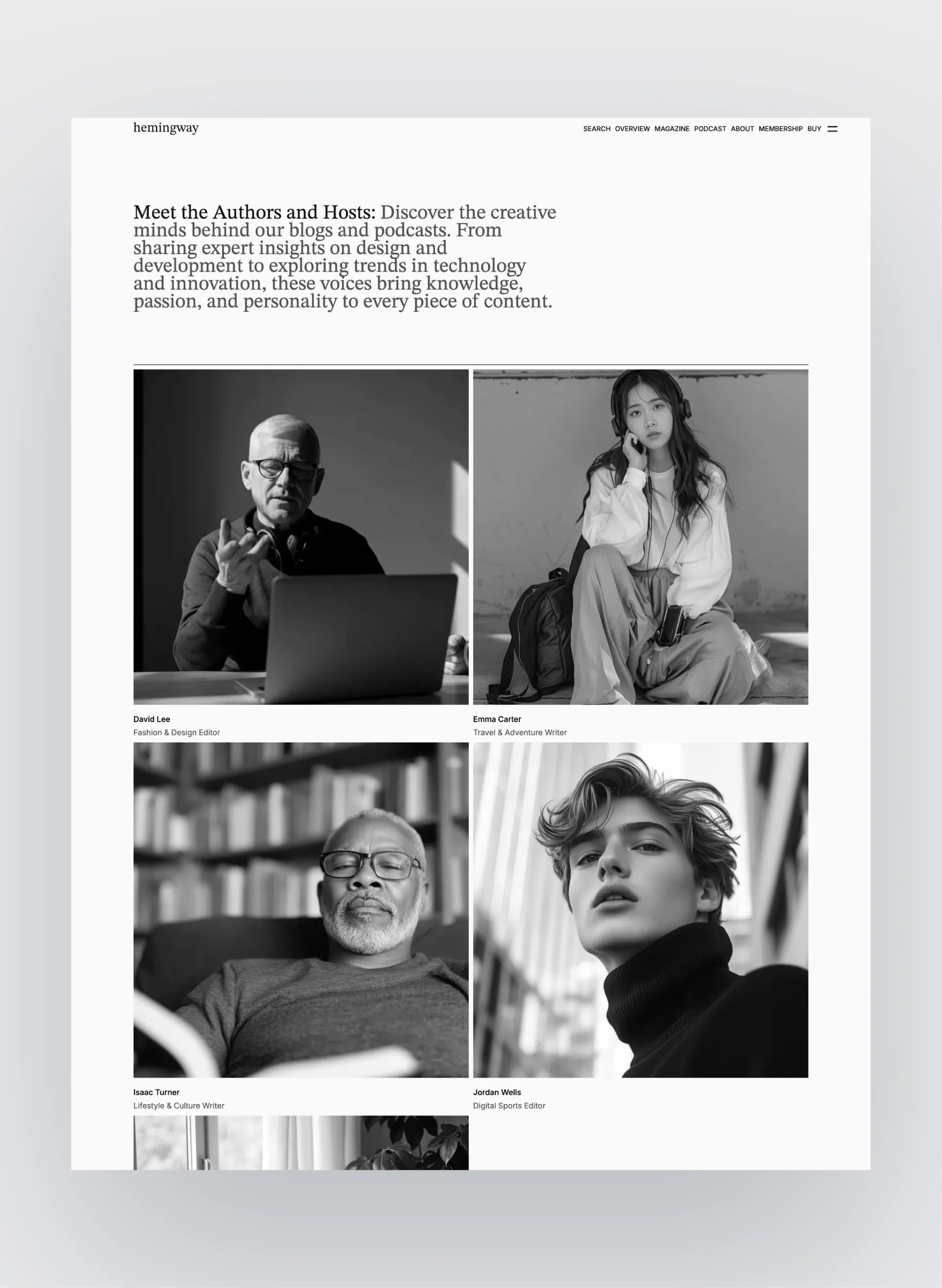 Hemingway responsive podcast view