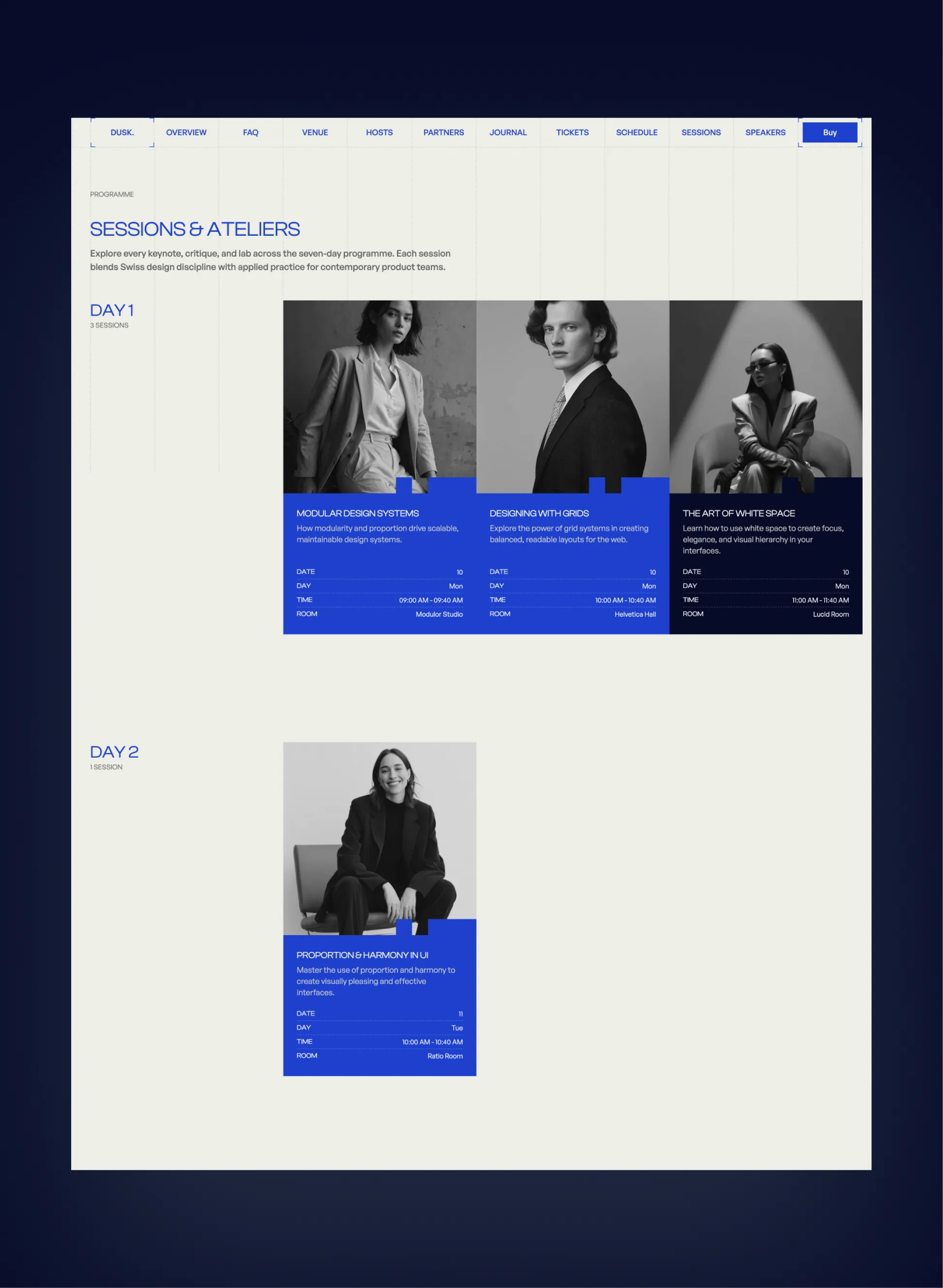 Dusk hero section with minimalist design