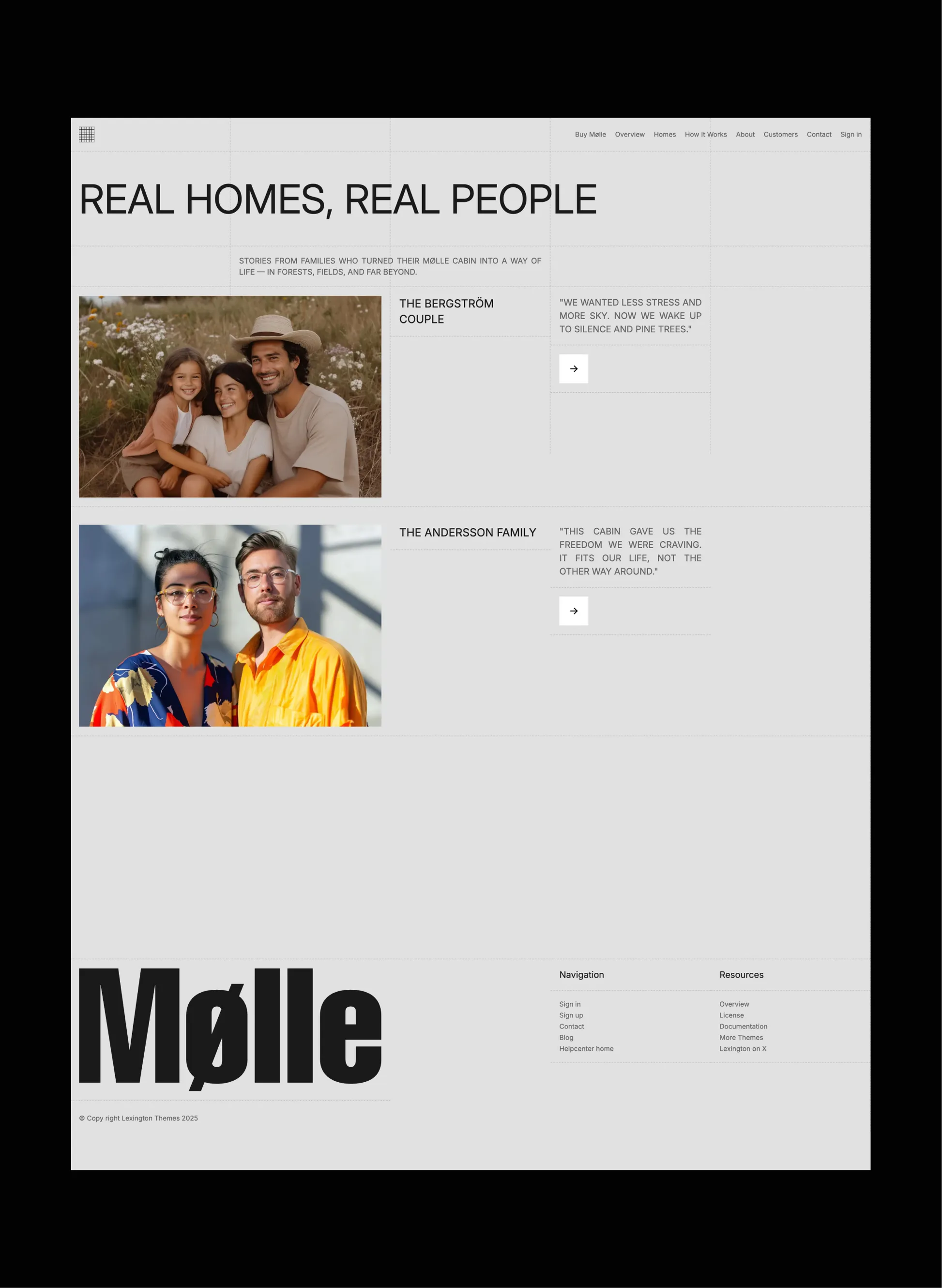 Mølle light and dark mode comparison