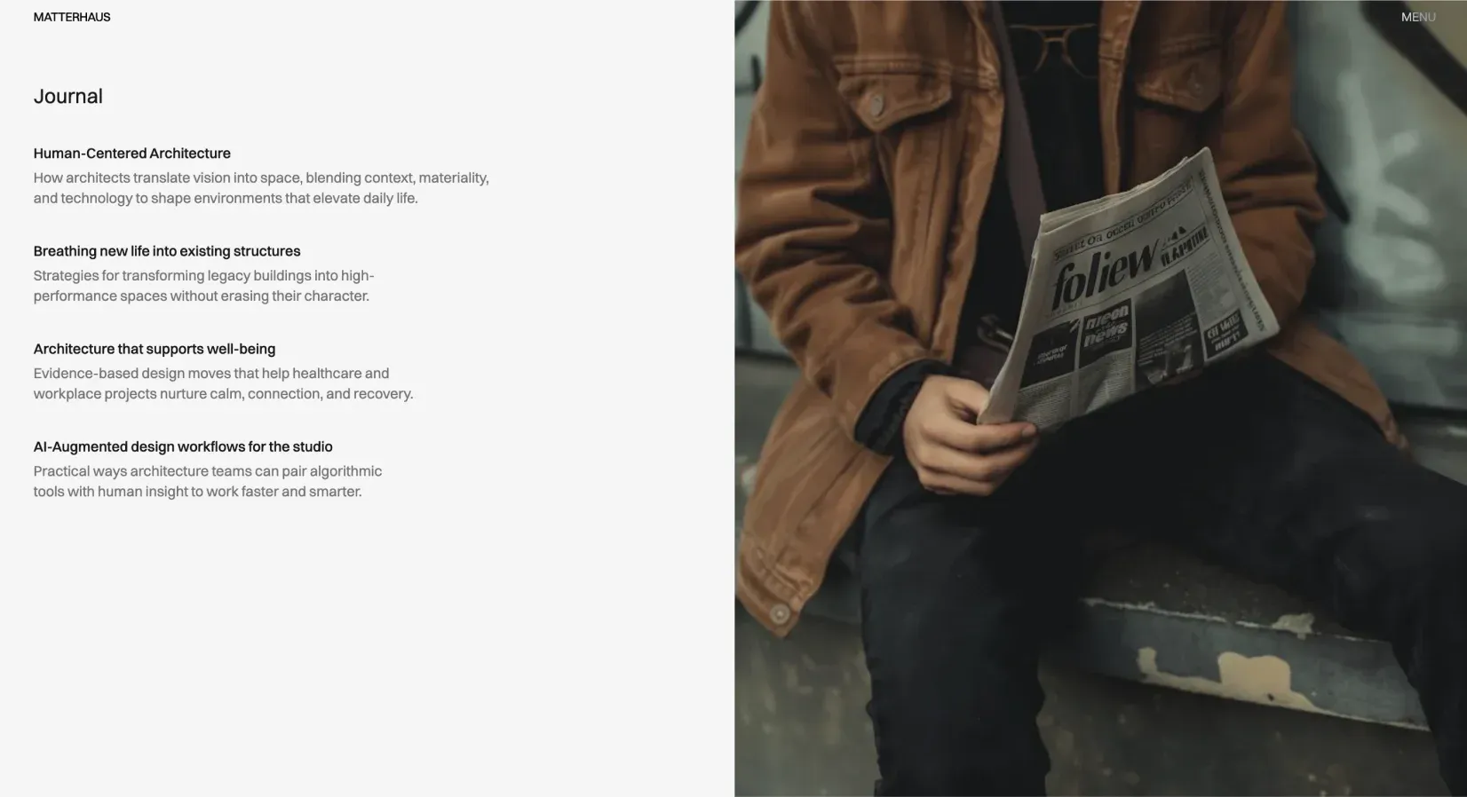 Matterhaus journal and article listing