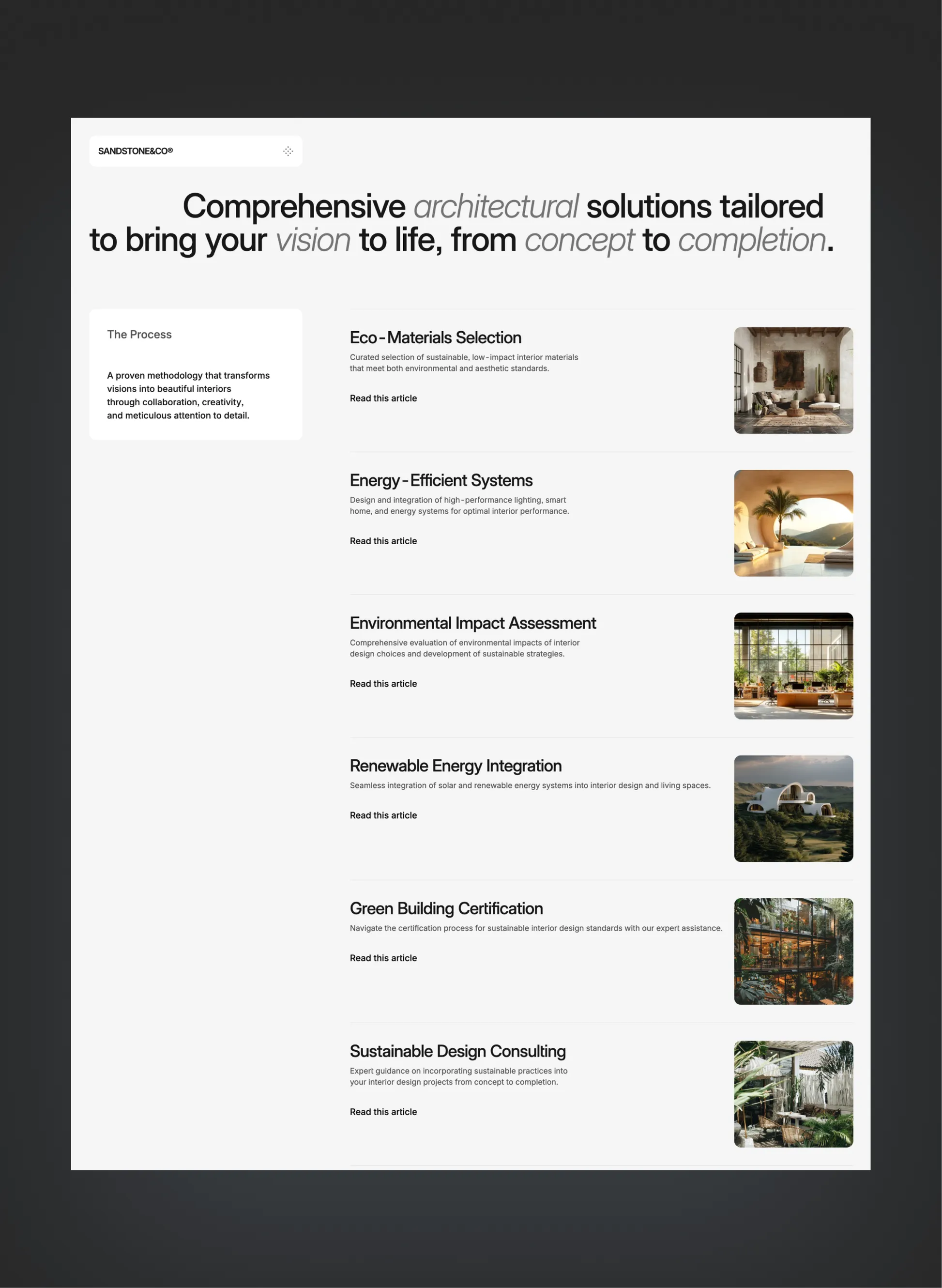 Sandstone journal and article listing