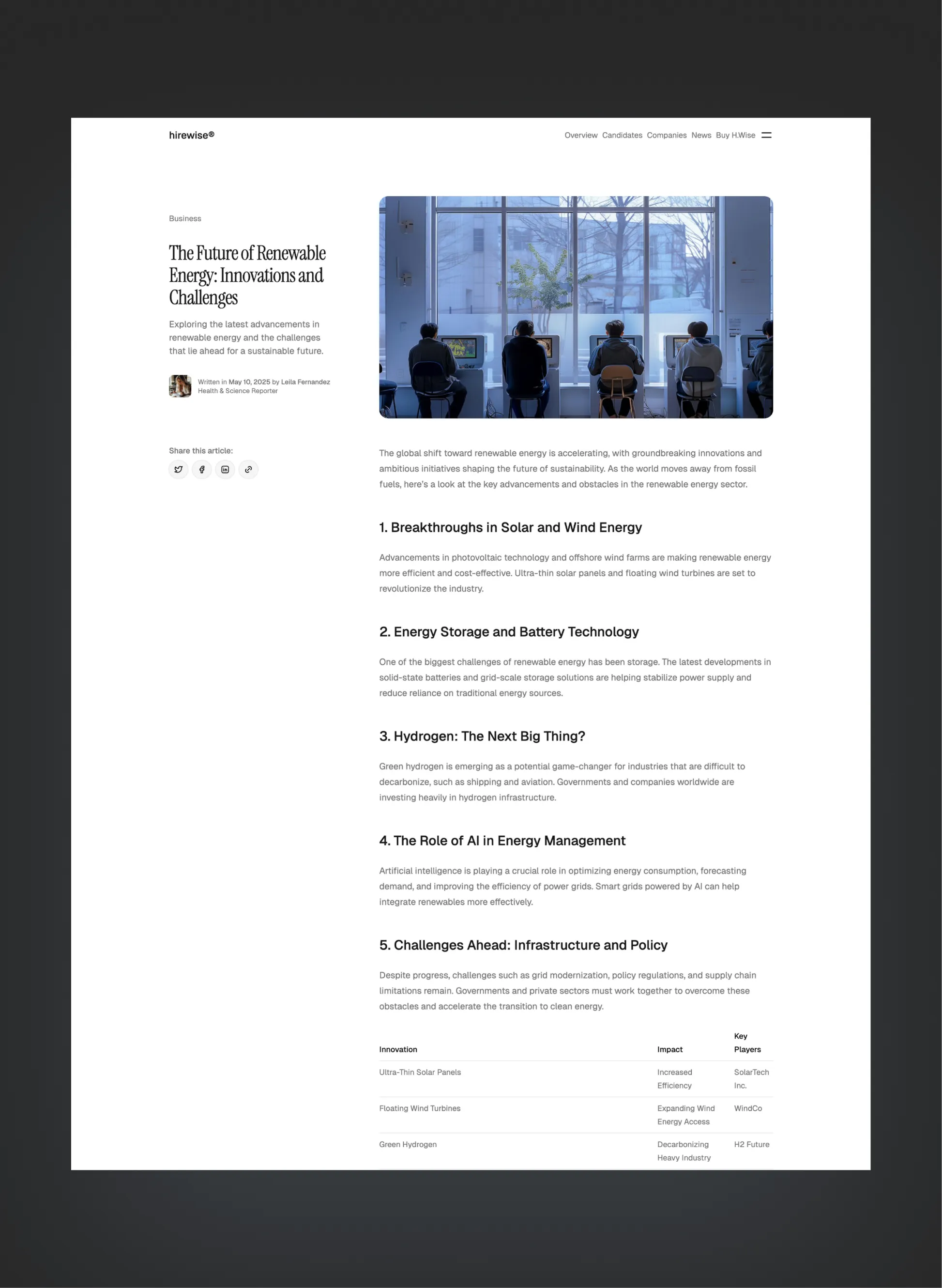 Hirewise help center layout