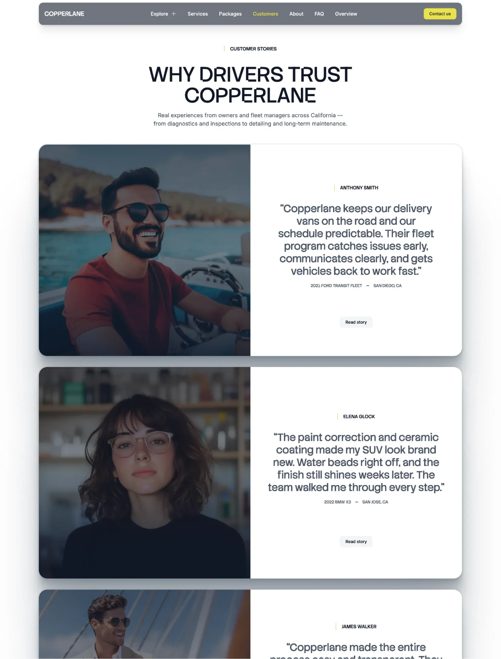 Copperlane responsive automotive website on mobile