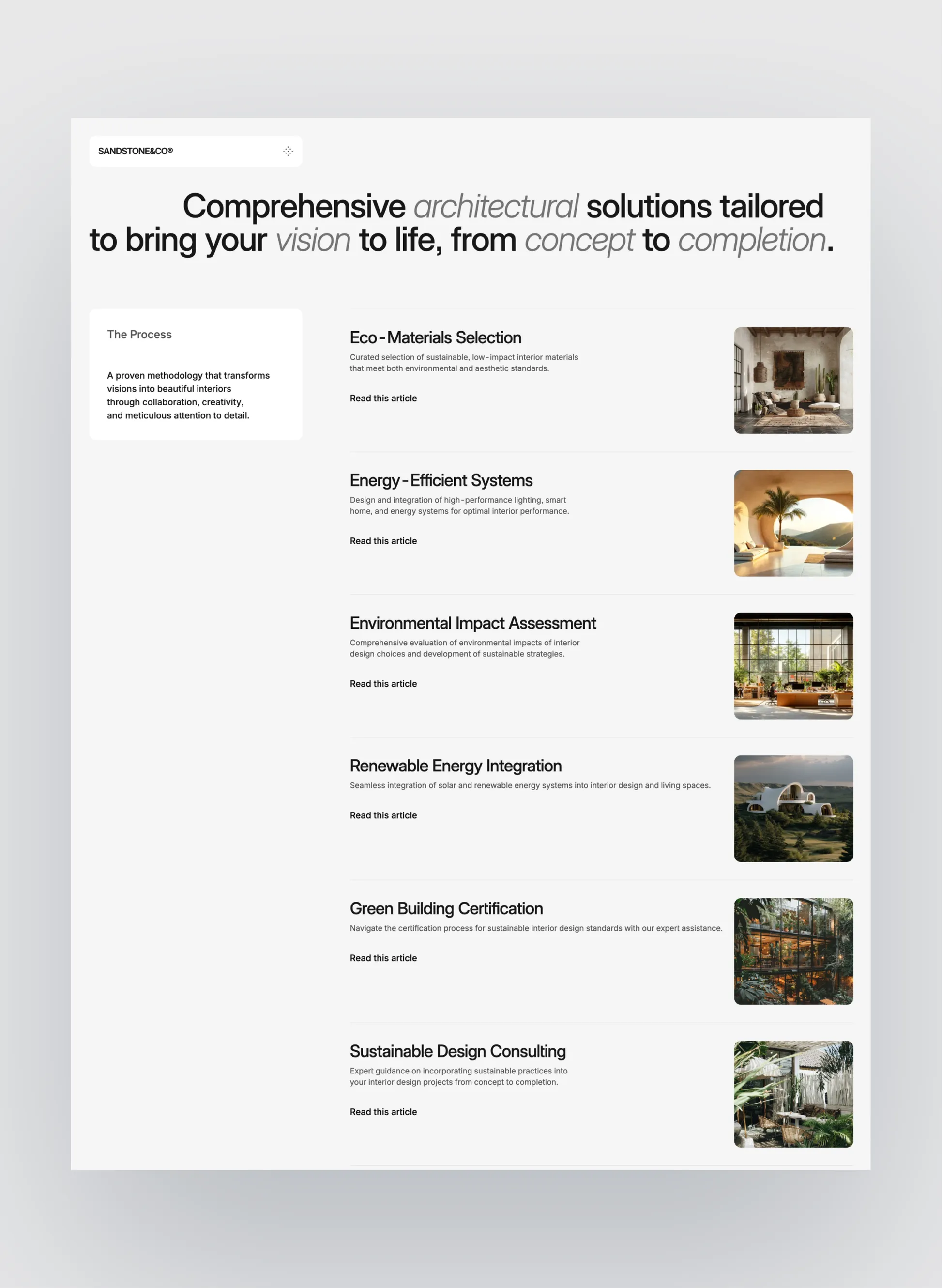 Sandstone journal and article listing