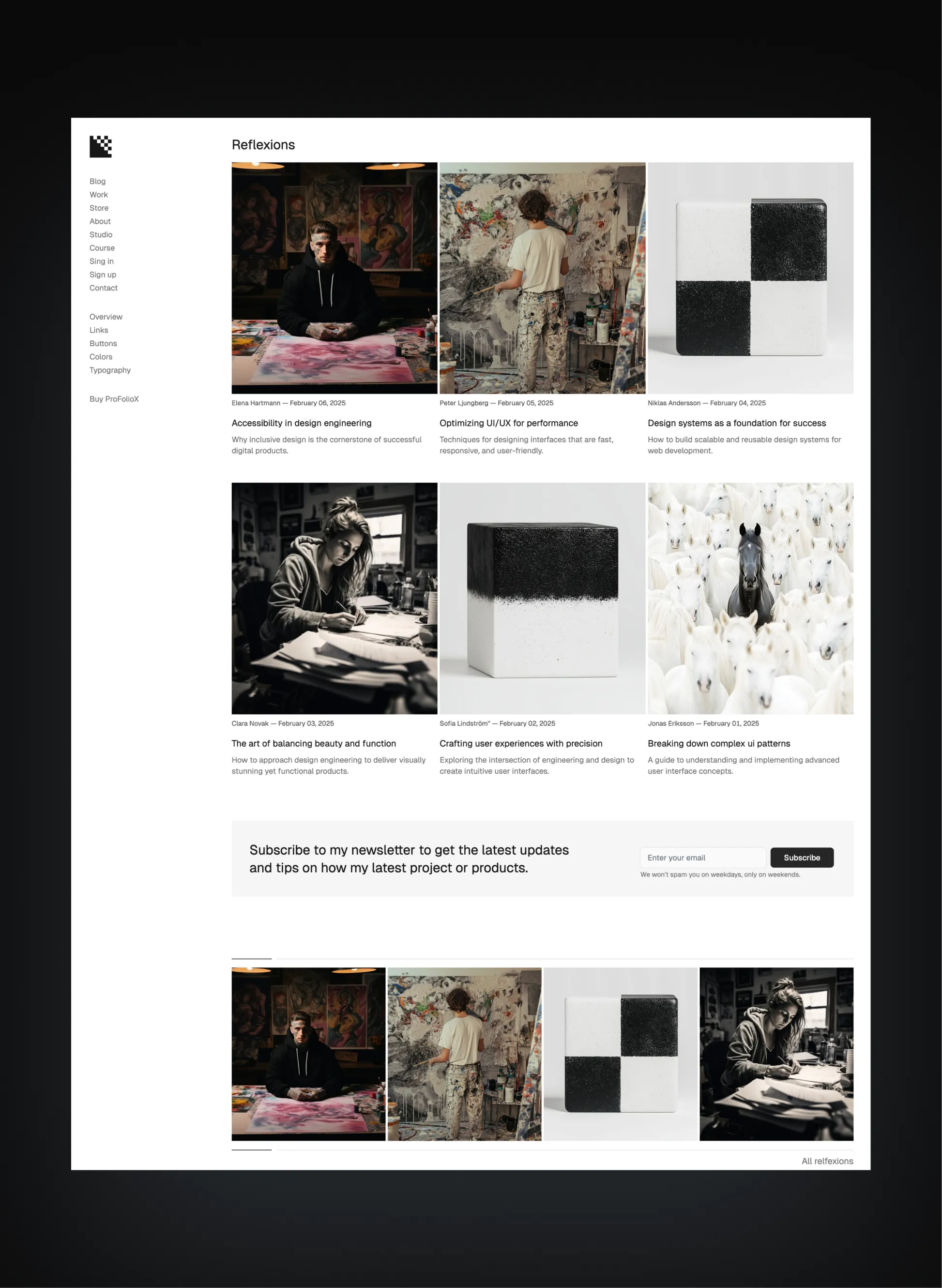 Pro FolioX responsive view