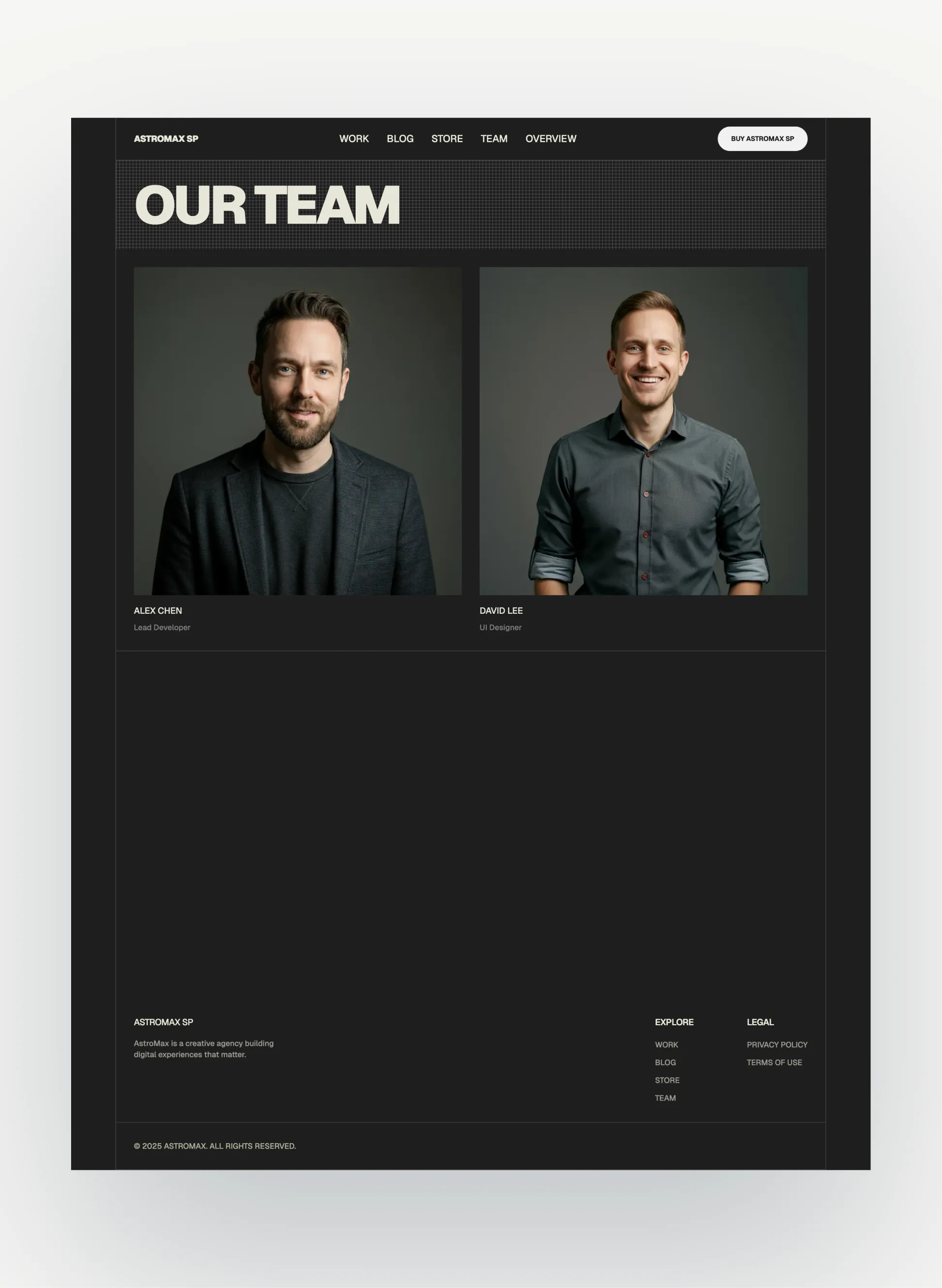 astromaxsp portfolio and work listing grid