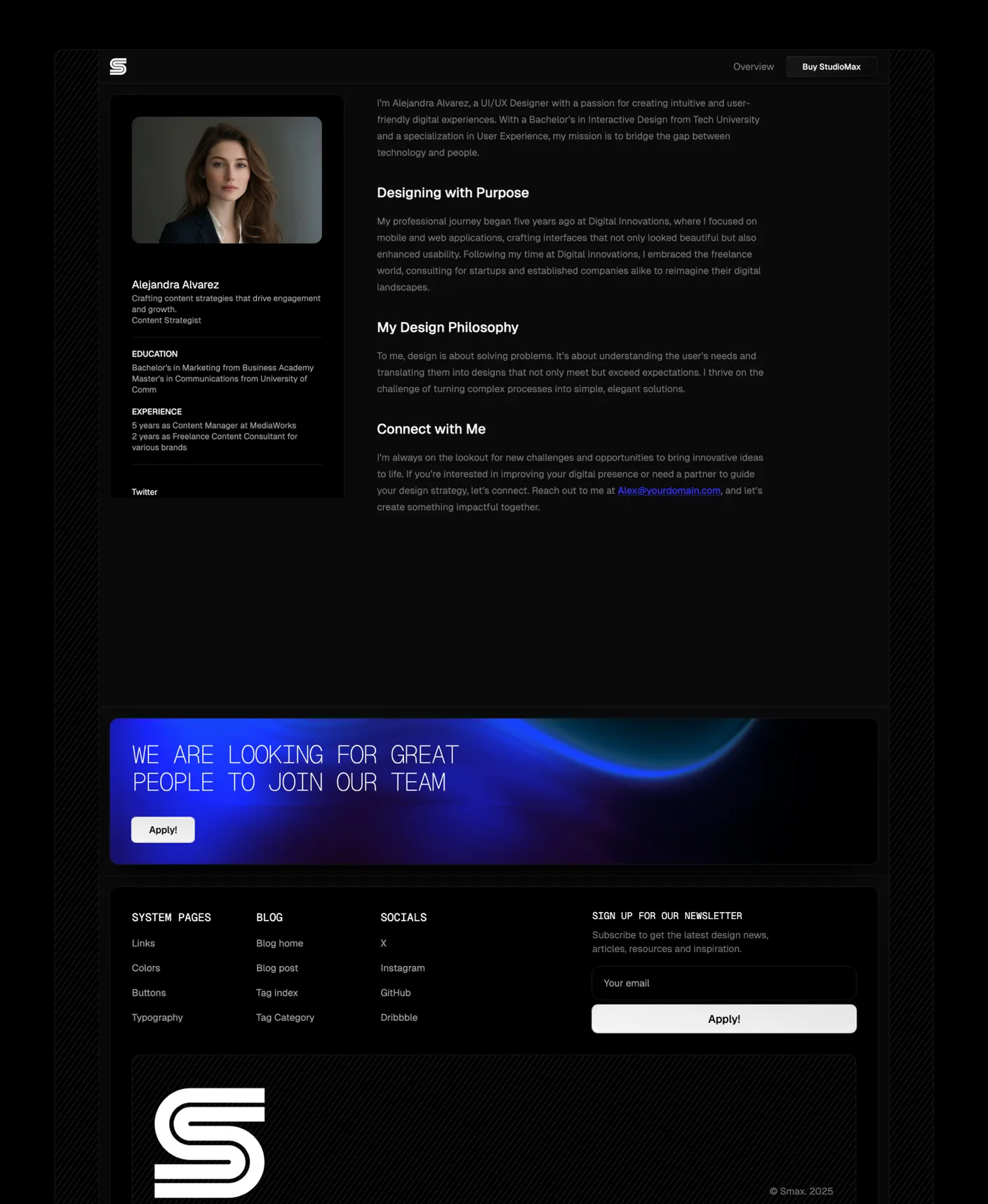 Studiomax page preview