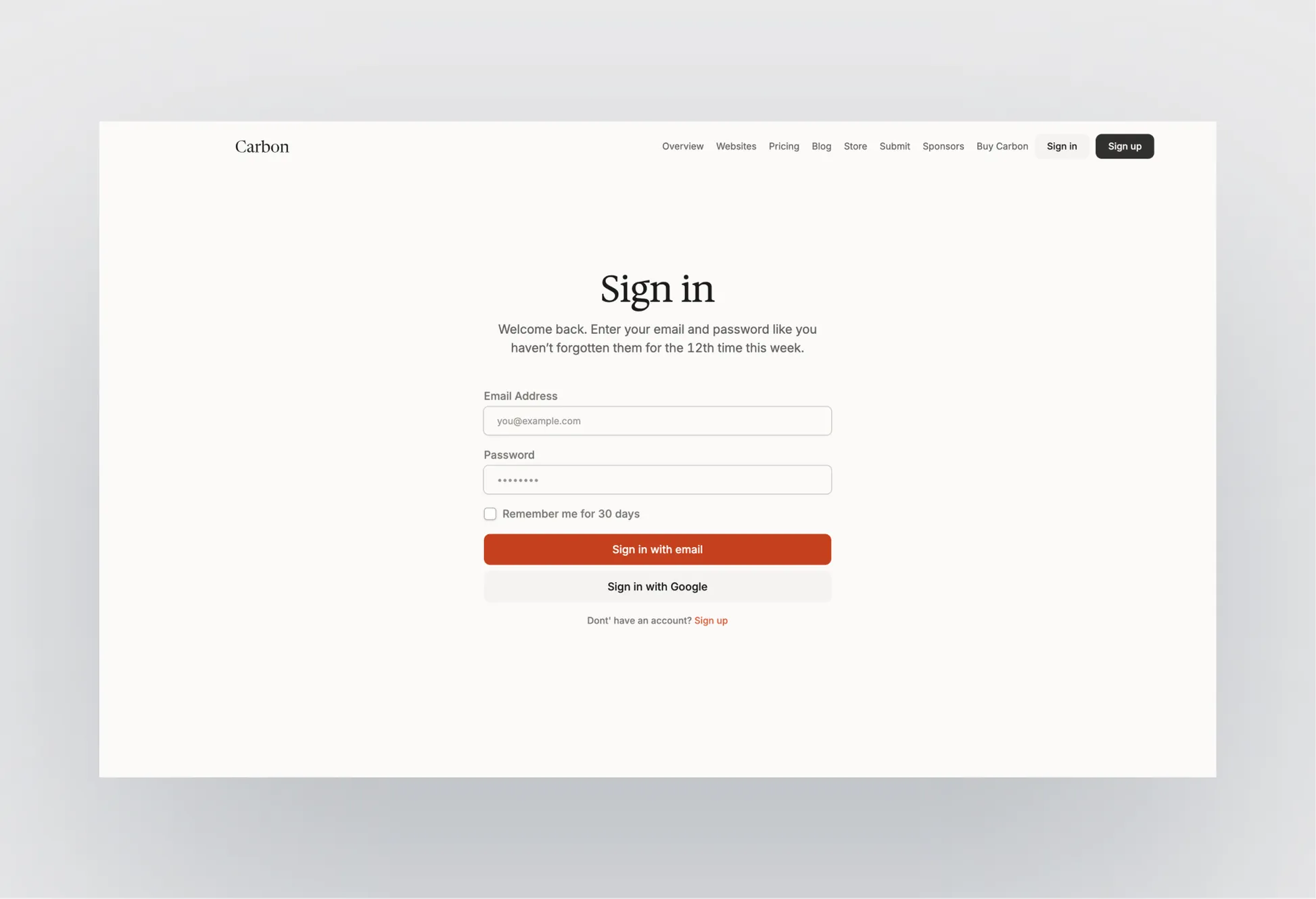 Carbon page preview
