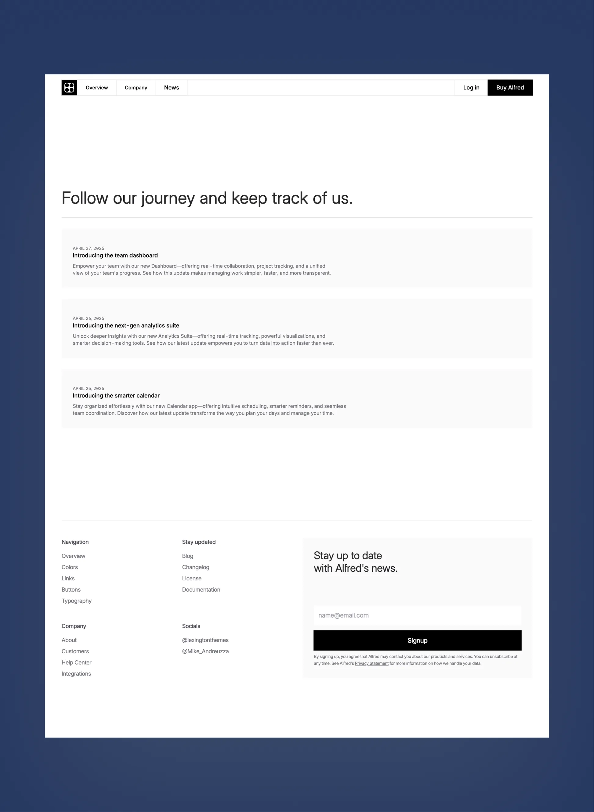 Alfred 404 error page layout