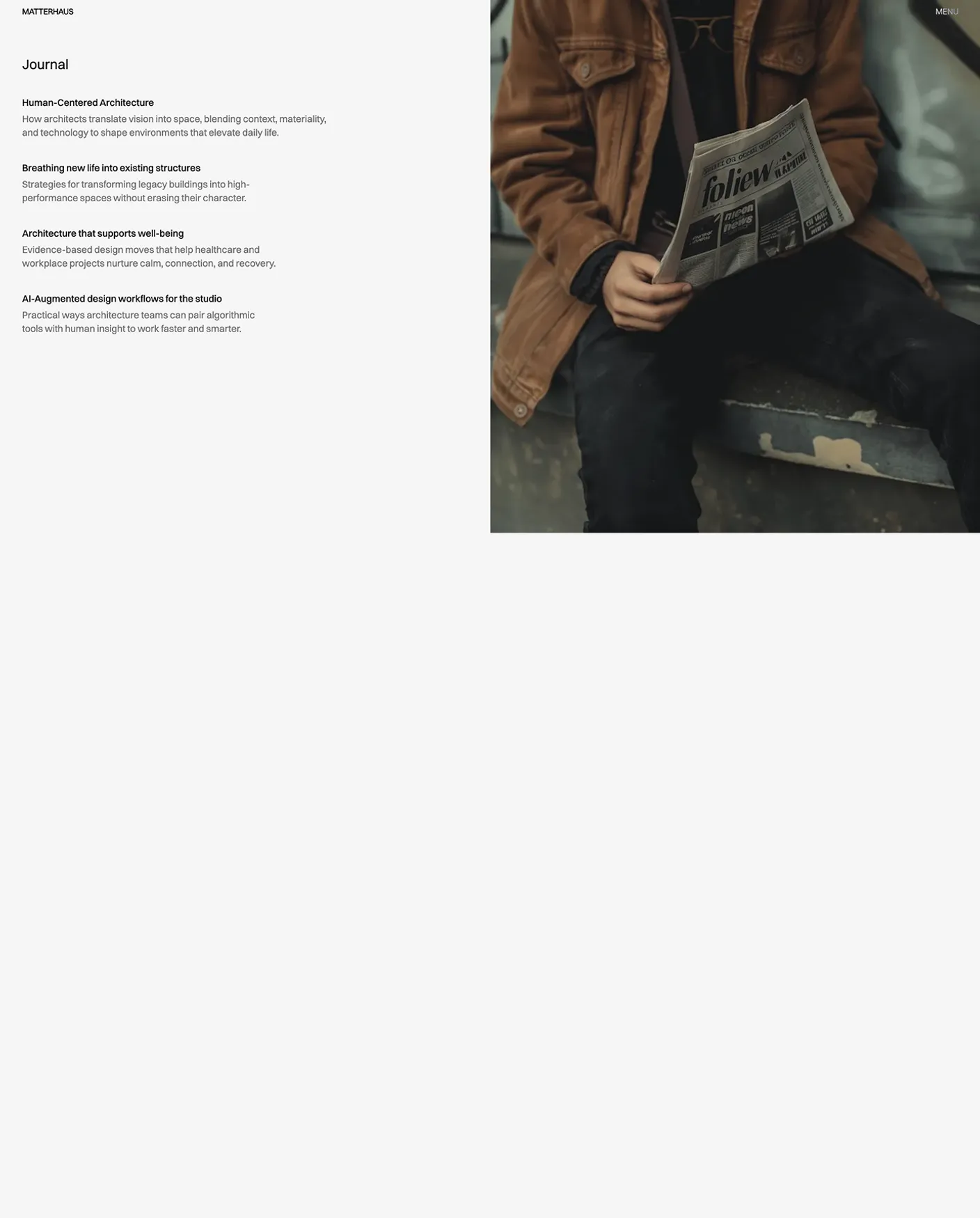 Matterhaus responsive layout on mobile