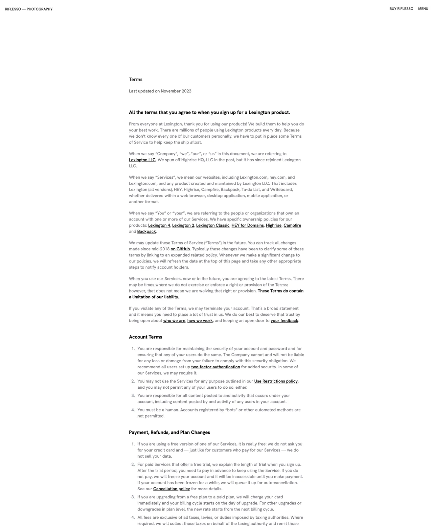 Riflesso page preview