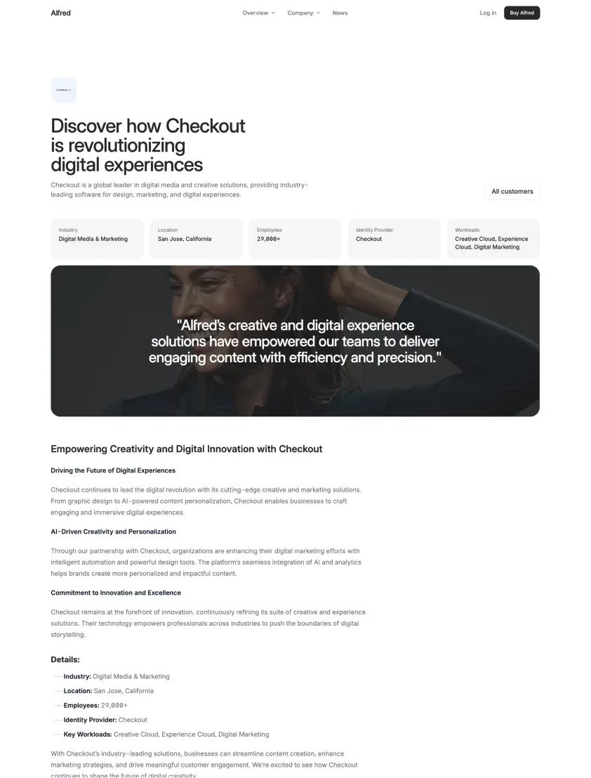 Alfred customer story page