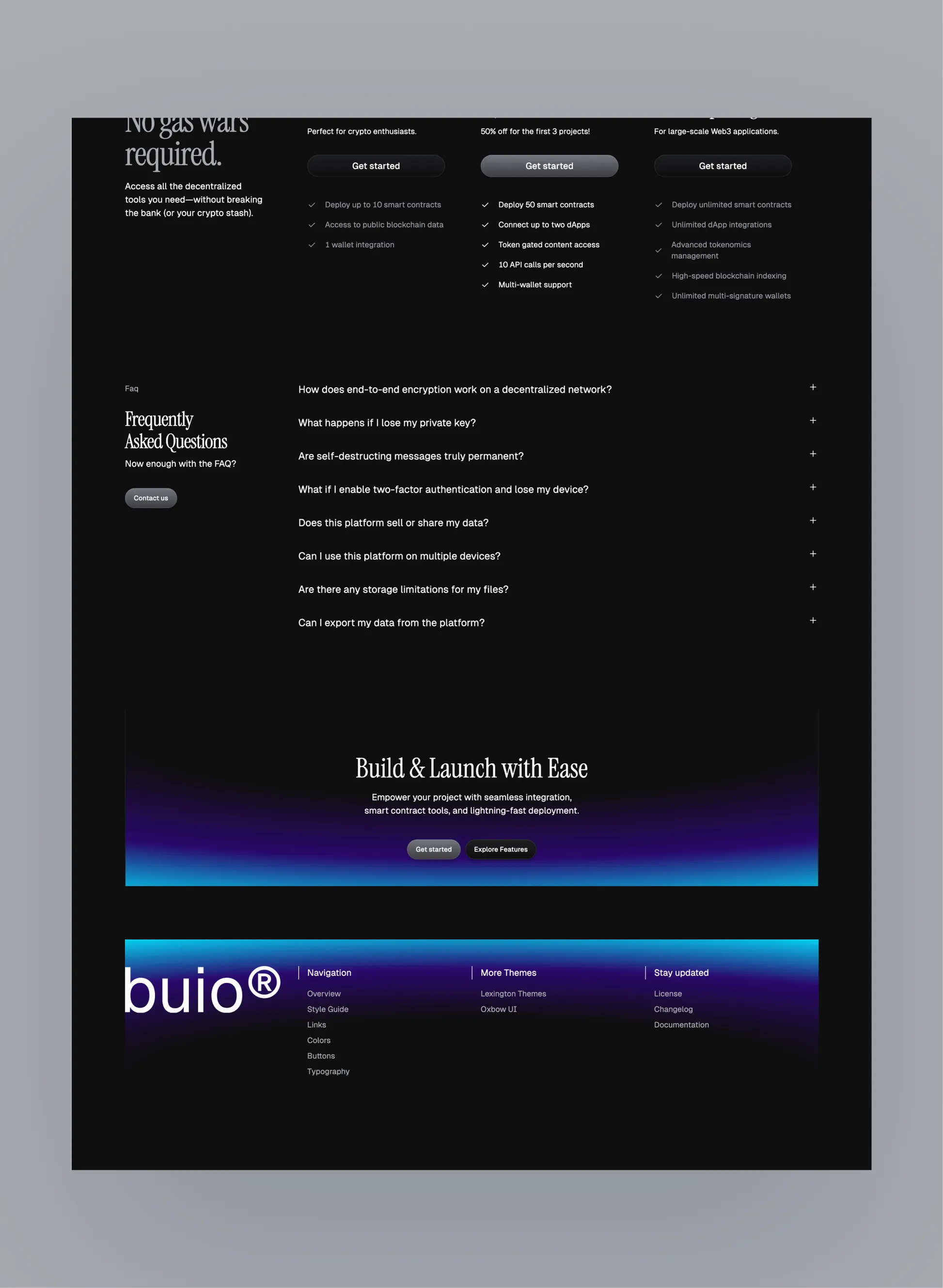 Buio dark-mode responsive layout
