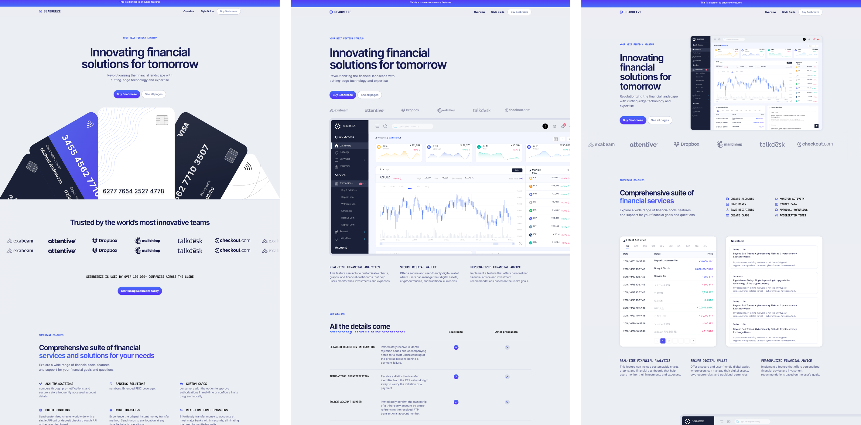 Screenshot of Alfred interface showcasing financial solutions, with 'Trusted by the world's most innovative teams' banner and client logos such as Dropbox and Mailchimp. Below are buttons for 'Start using Alfred' and 'Learn more