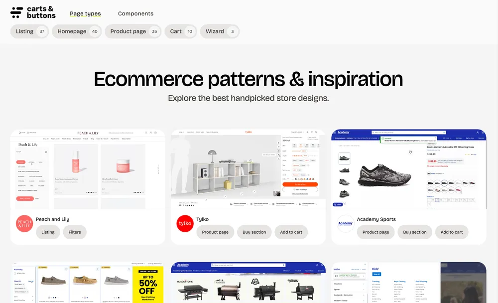 Carts & Buttons website preview