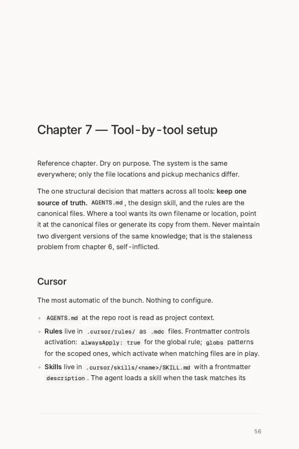 Opening page of chapter 7: Tool-by-tool setup