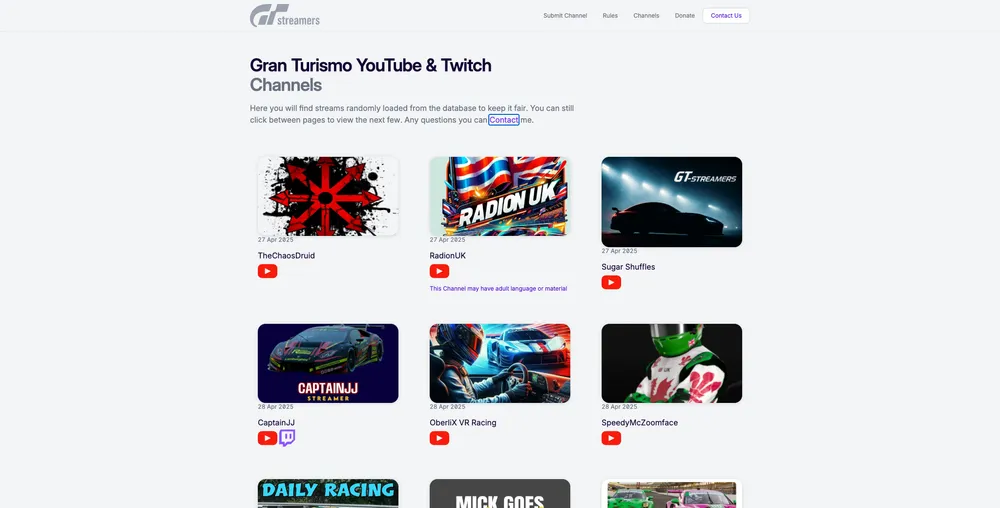 Gt Streamers website preview