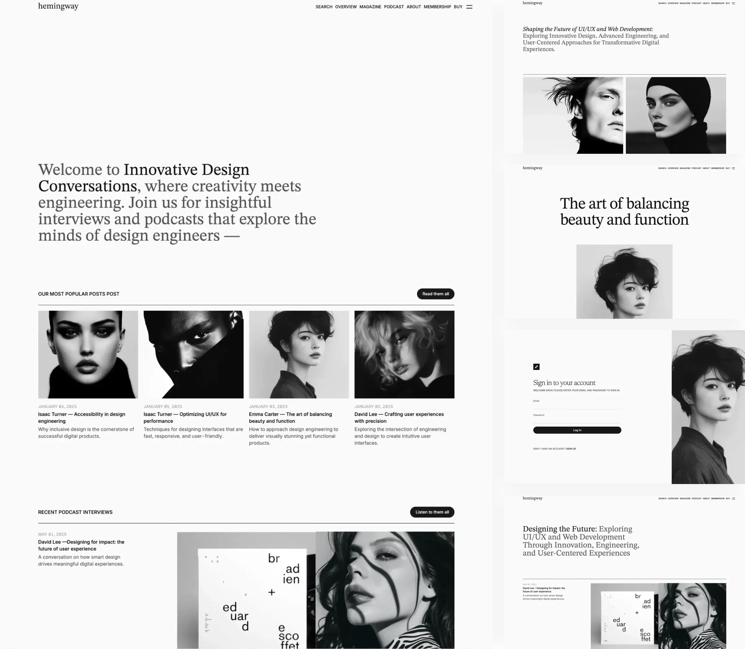 Hemingway blog and podcast website template built with Astro and Tailwind CSS