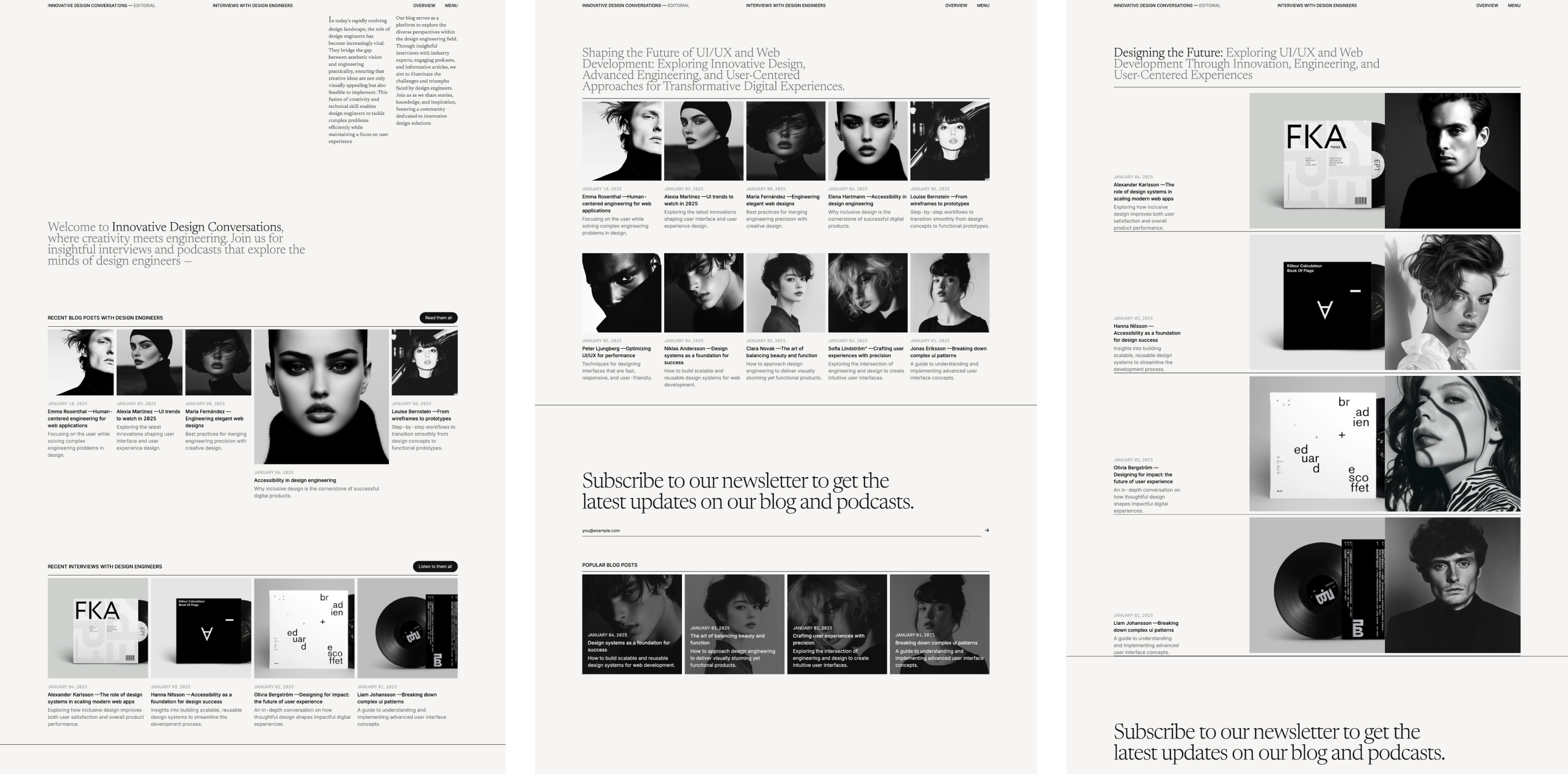 A literary blog theme featuring works by Ernest Hemingway, with a clean, minimalist design. The main page lists classic titles like 'The Old Man and the Sea' and 'A Farewell to Arms,' each with a brief synopsis. On the sidebar, an image of Hemingway writing is accompanied by excerpts from his books and a personal quote about his writing style.