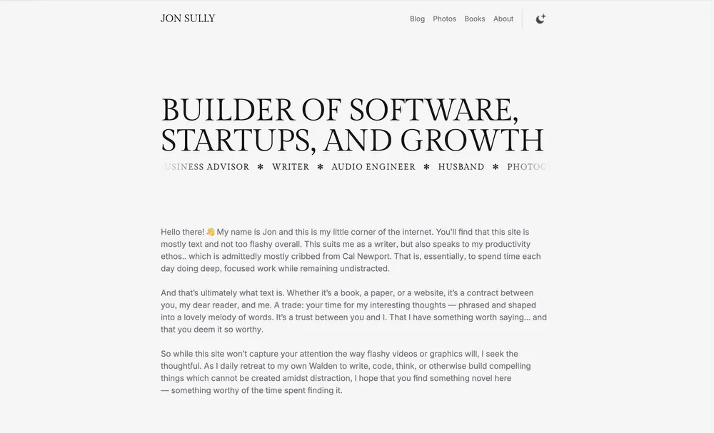 Jon Sullyvan website preview