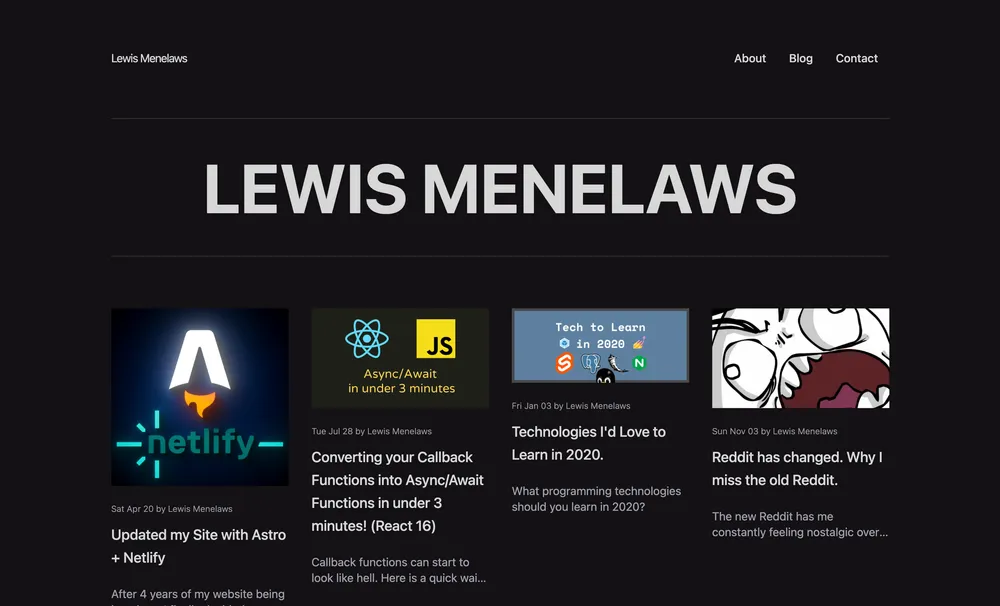 Lewis Menelaws website preview