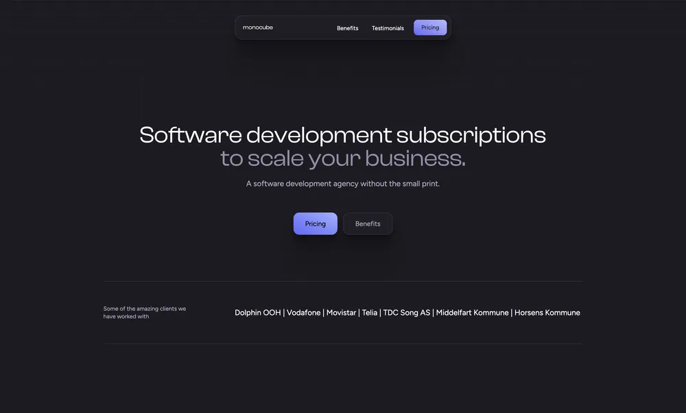 Monocube website preview