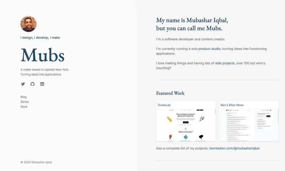 Mubs website preview