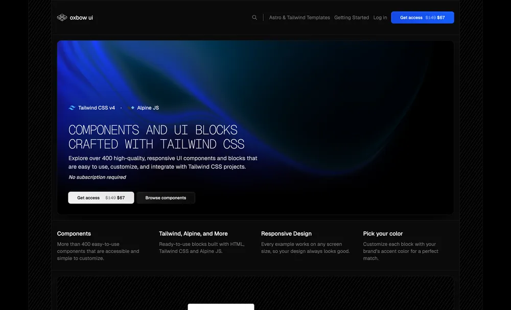 Oxbow UI website preview