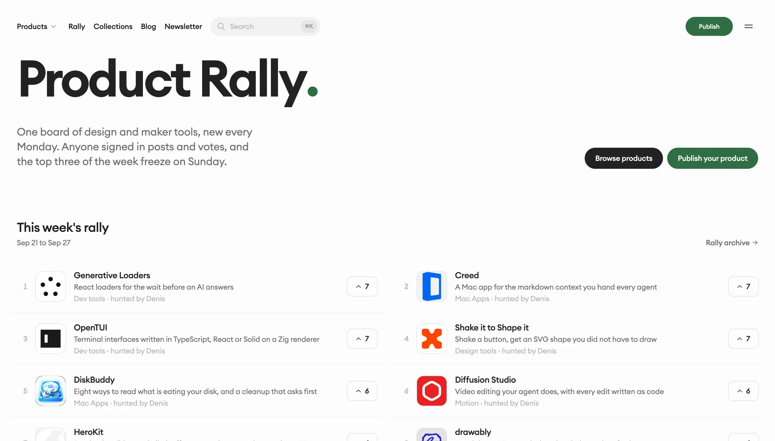 Product Rally website preview