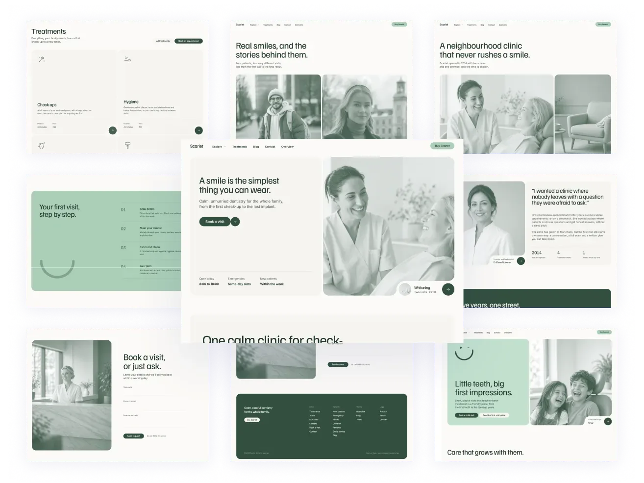 Scarlet dental clinic website template built with Astro and Tailwind CSS