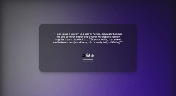 The image is a graphic with a purple gradient background. At the center, there is a stylized quote in quotation marks with white and light purple text 